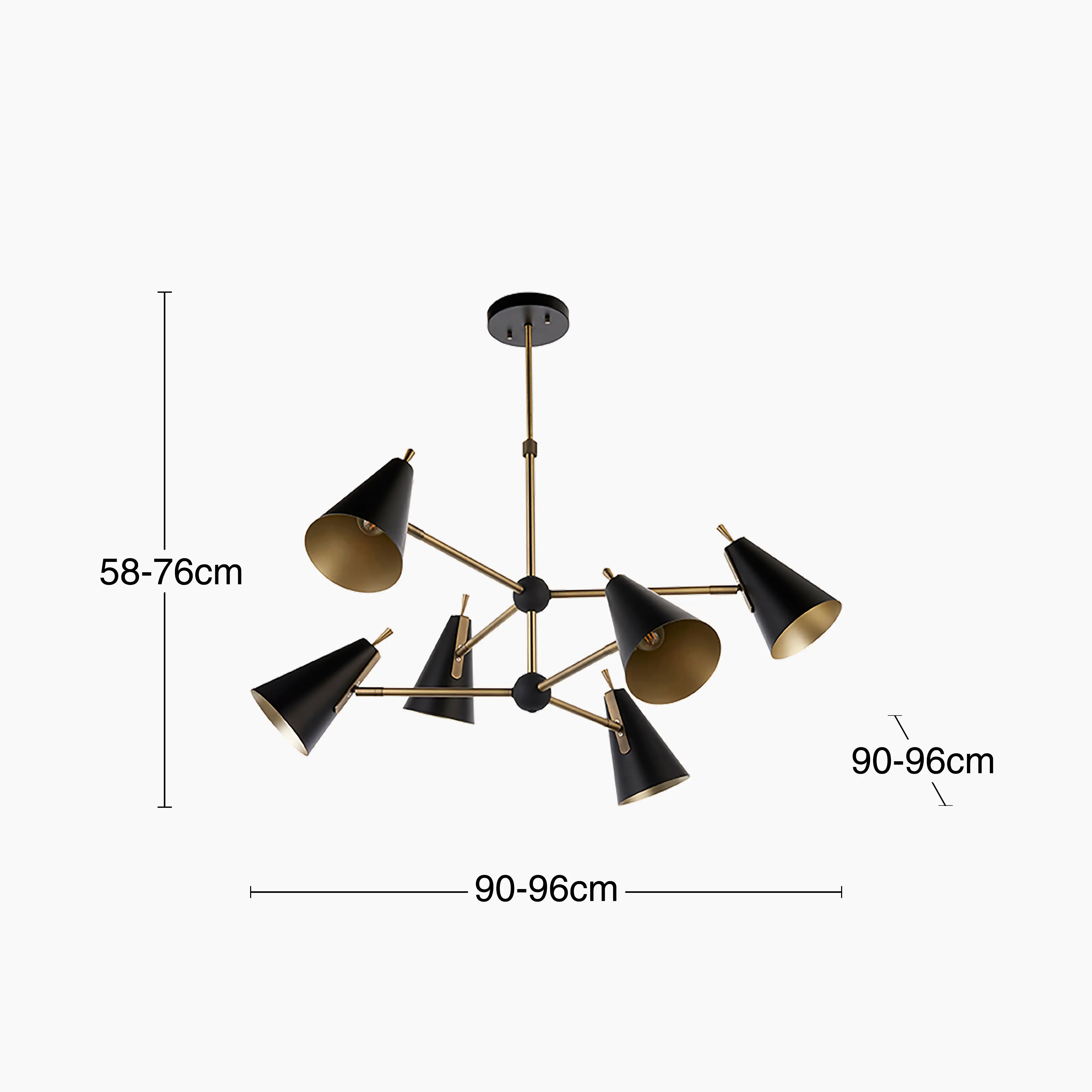 Reece 6 Light Pendant Light | Brass & Black - Image 6