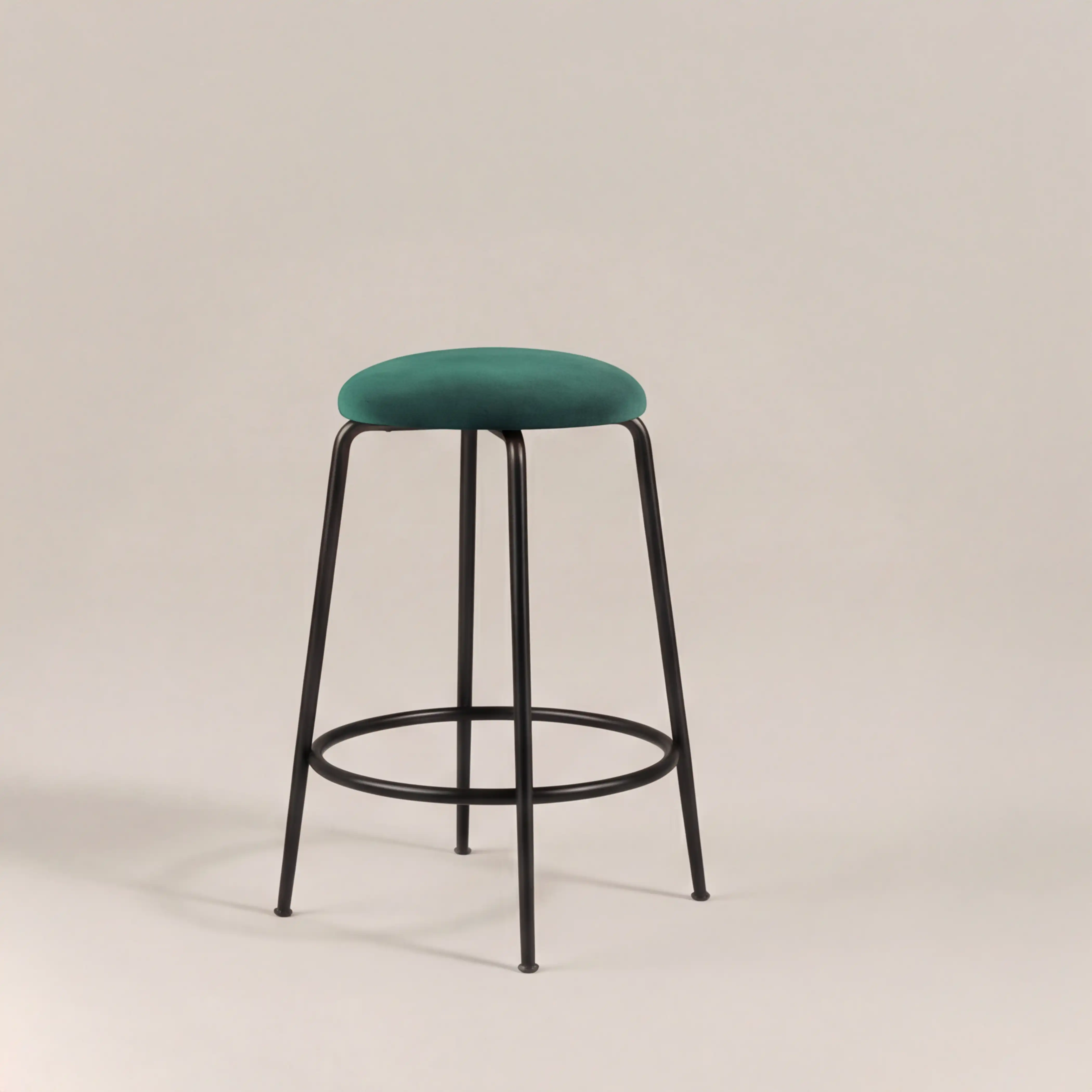Regent Kitchen Stool | Teal Sustainable Velvet & Black - Image 4