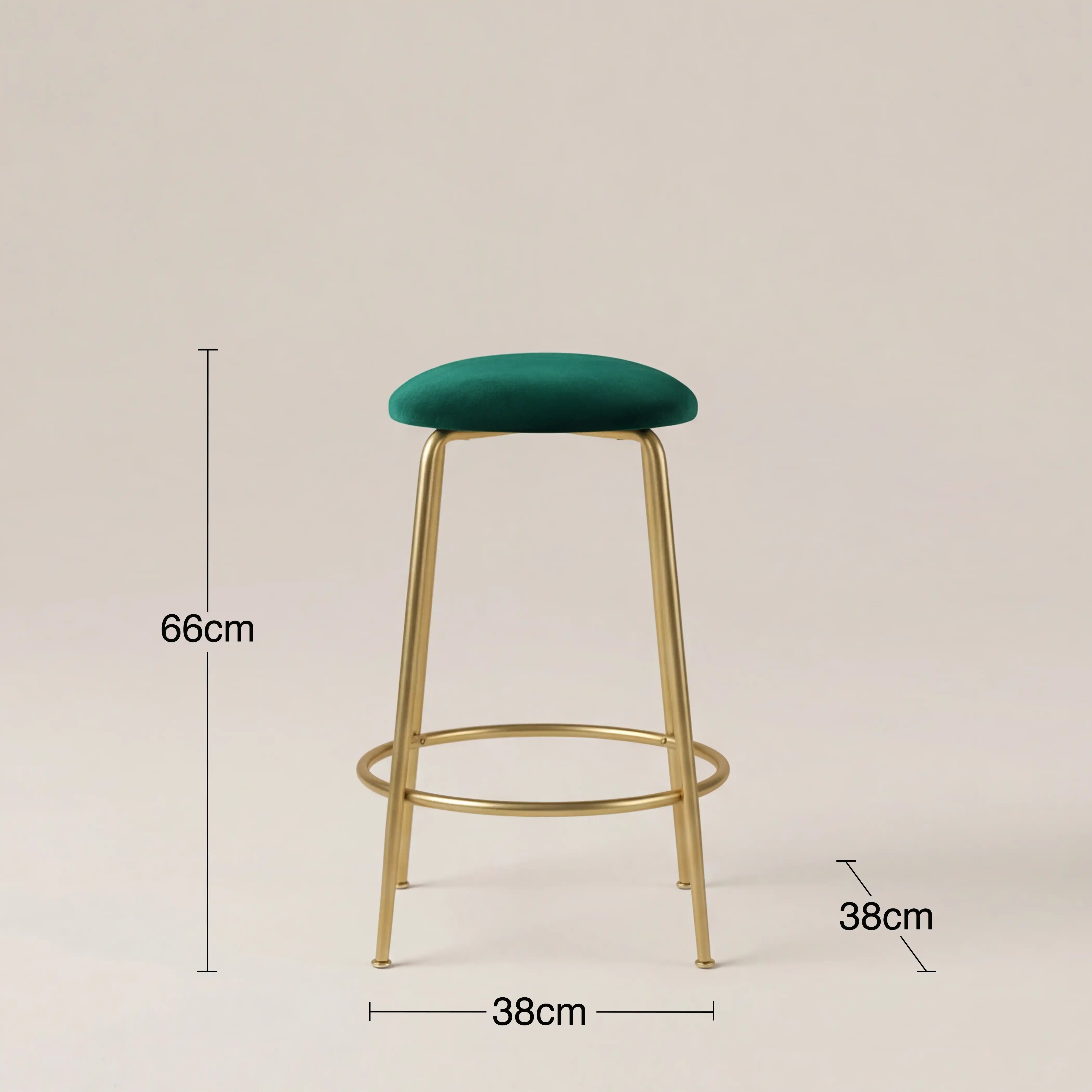 Regent Kitchen Stool | Teal Sustainable Velvet & Brass - Image 4
