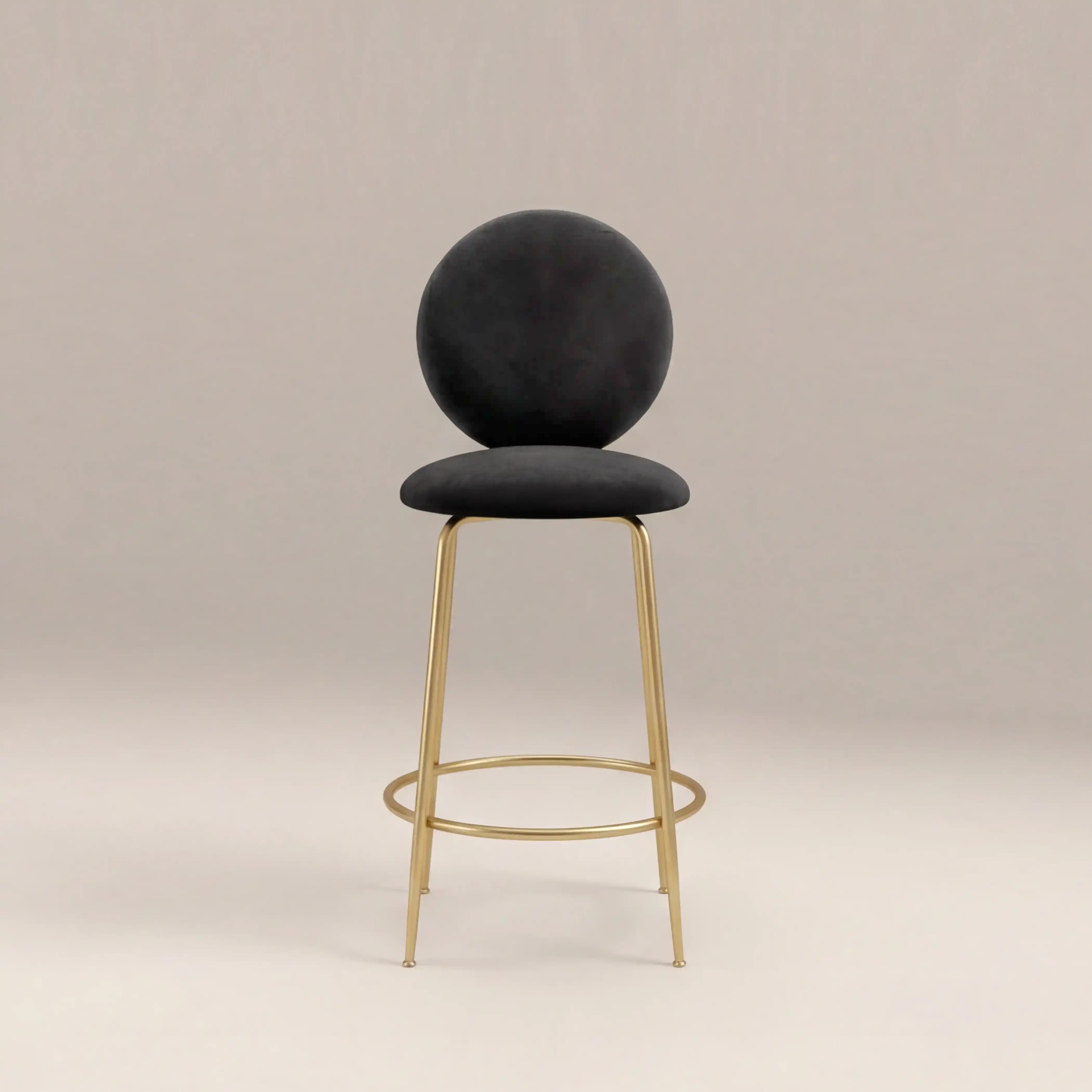 Regent Kitchen Stool With Backrest | Grey Sustainable Velvet - Image 2