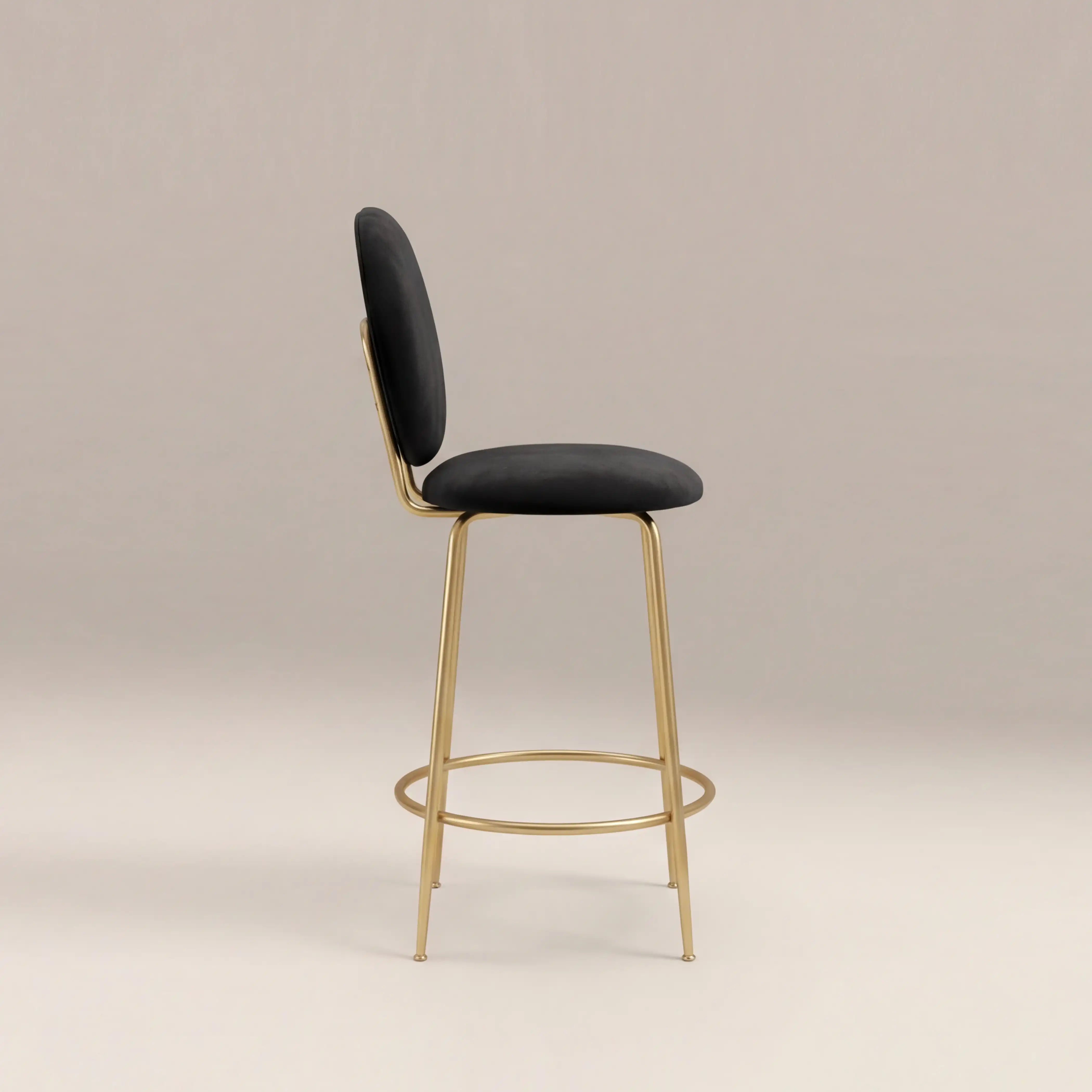 Regent Kitchen Stool With Backrest | Grey Sustainable Velvet - Image 4