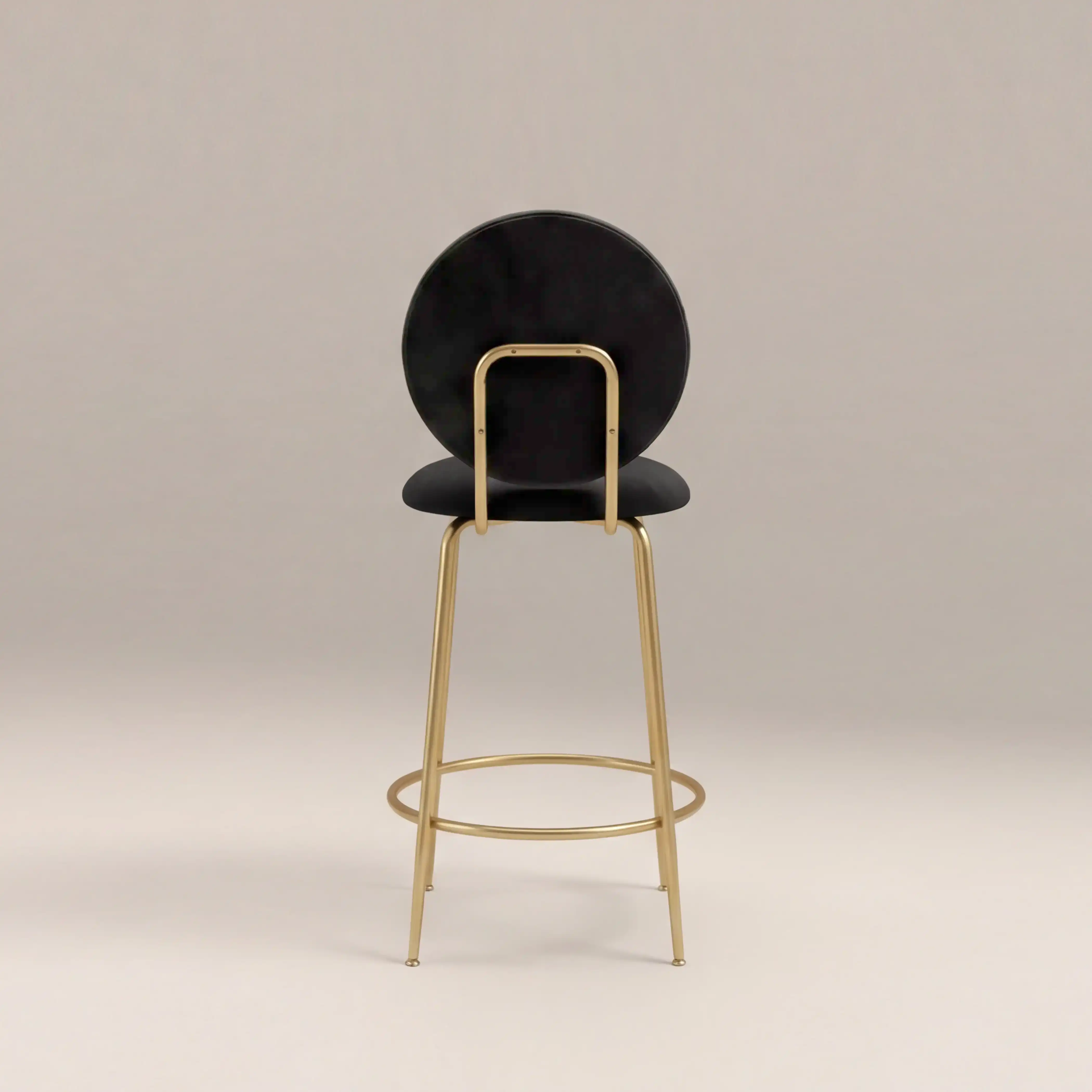 Regent Kitchen Stool With Backrest | Grey Sustainable Velvet - Image 5