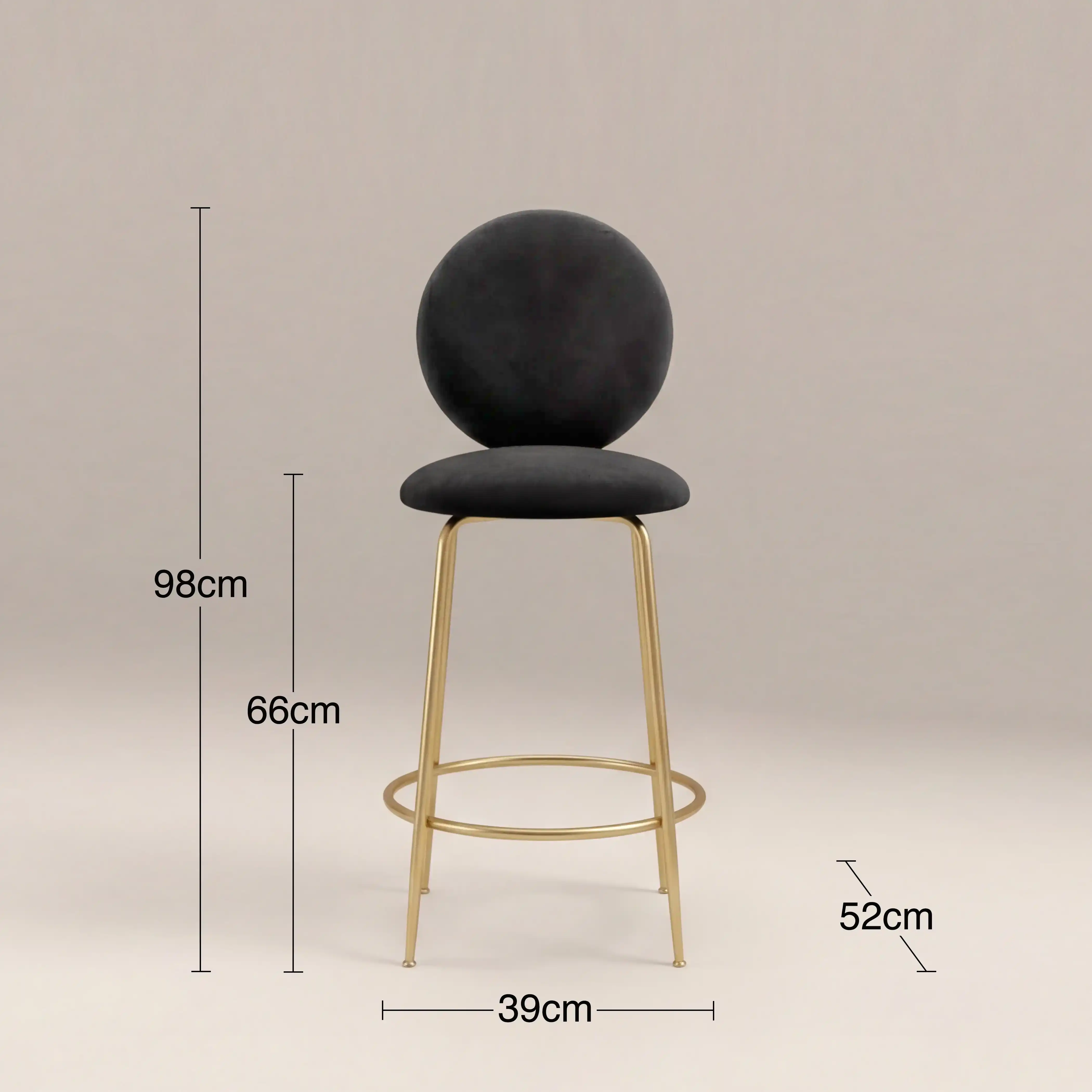 Regent Kitchen Stool With Backrest | Grey Sustainable Velvet - Image 6