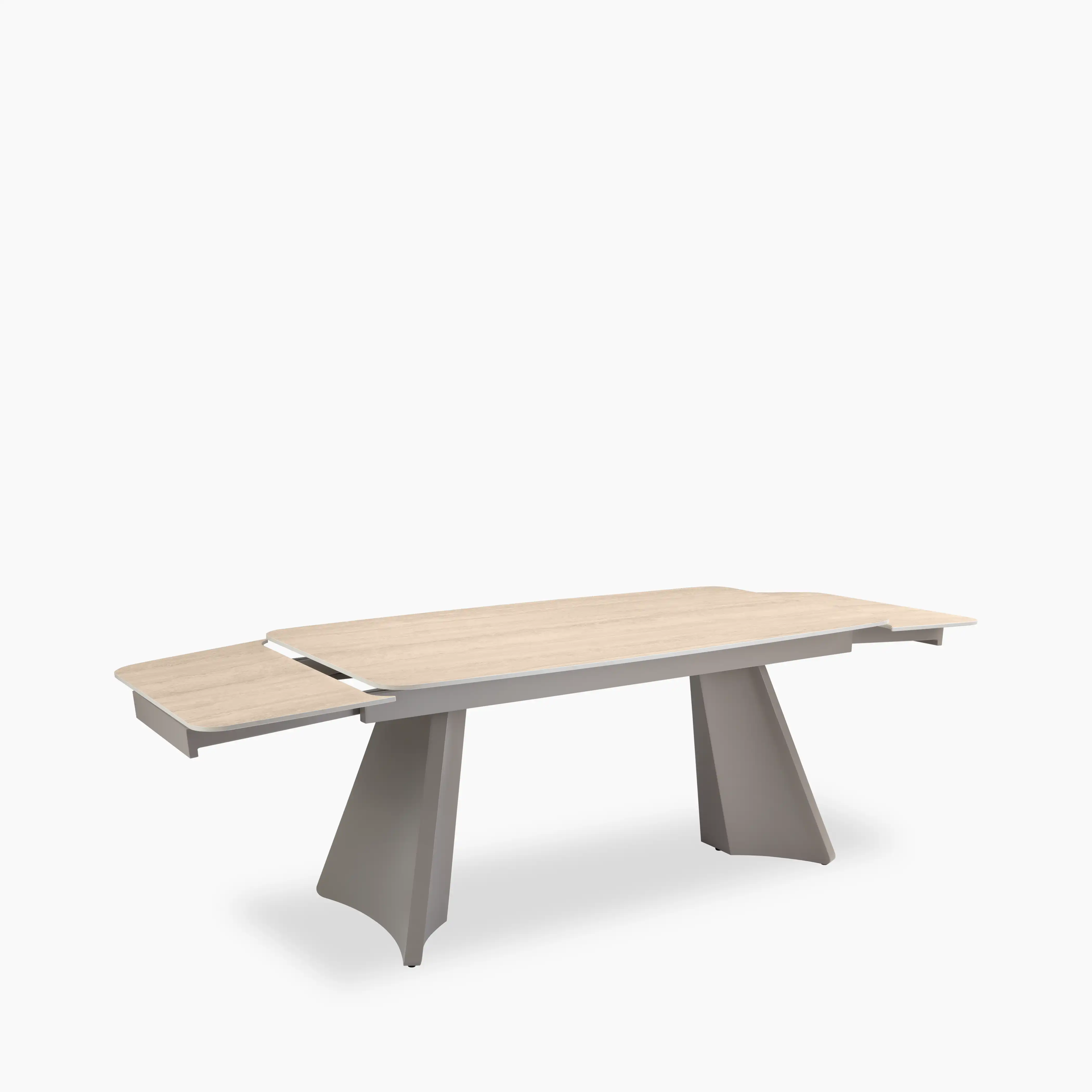 Renzo 6-10 Seat Rectangle Extendable Dining Table | Natural Travertine Effect Sintered Stone & Brown - Image 4