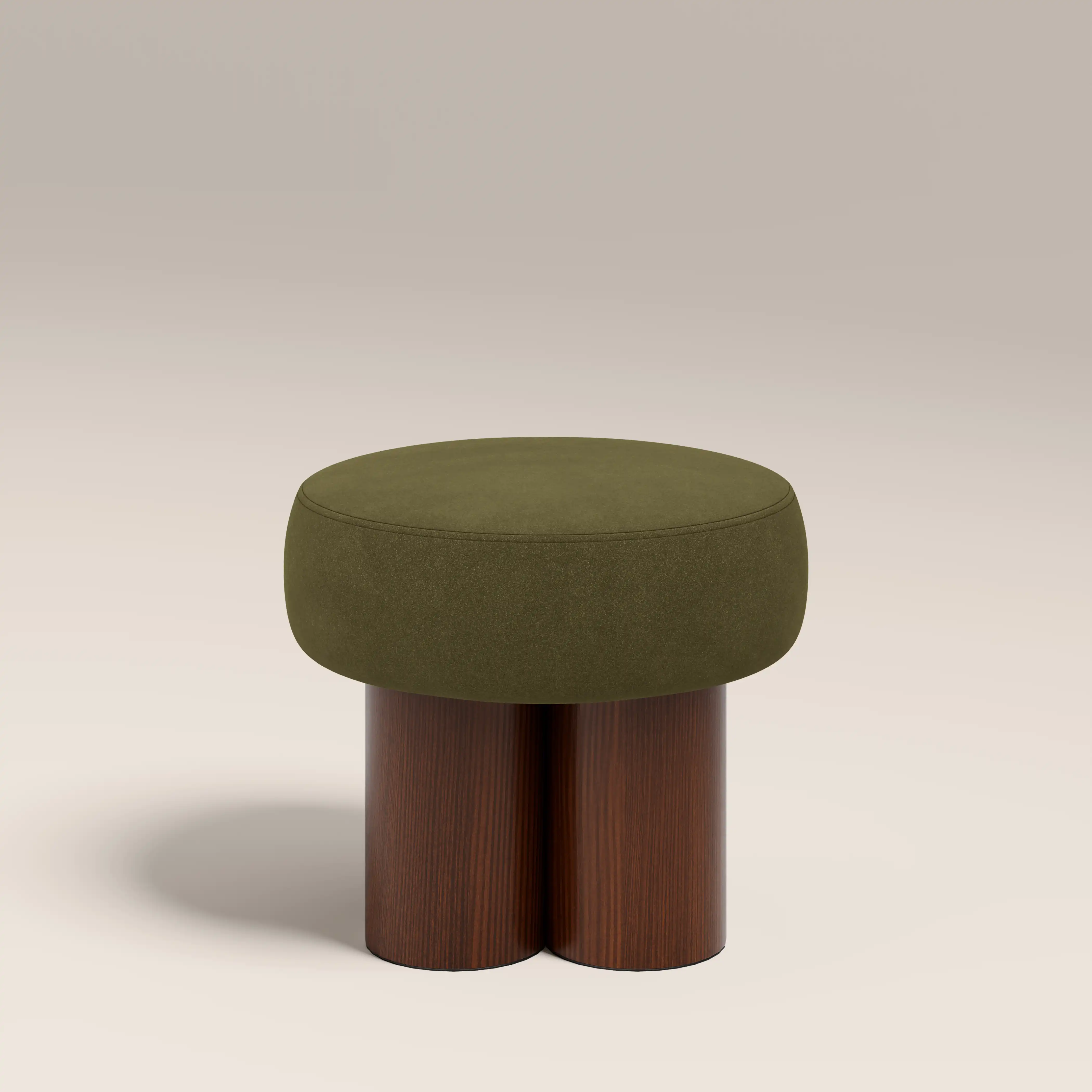 Rey Pouffe | Moss Green Sustainable Mohair Velvet & Walnut - Image 5