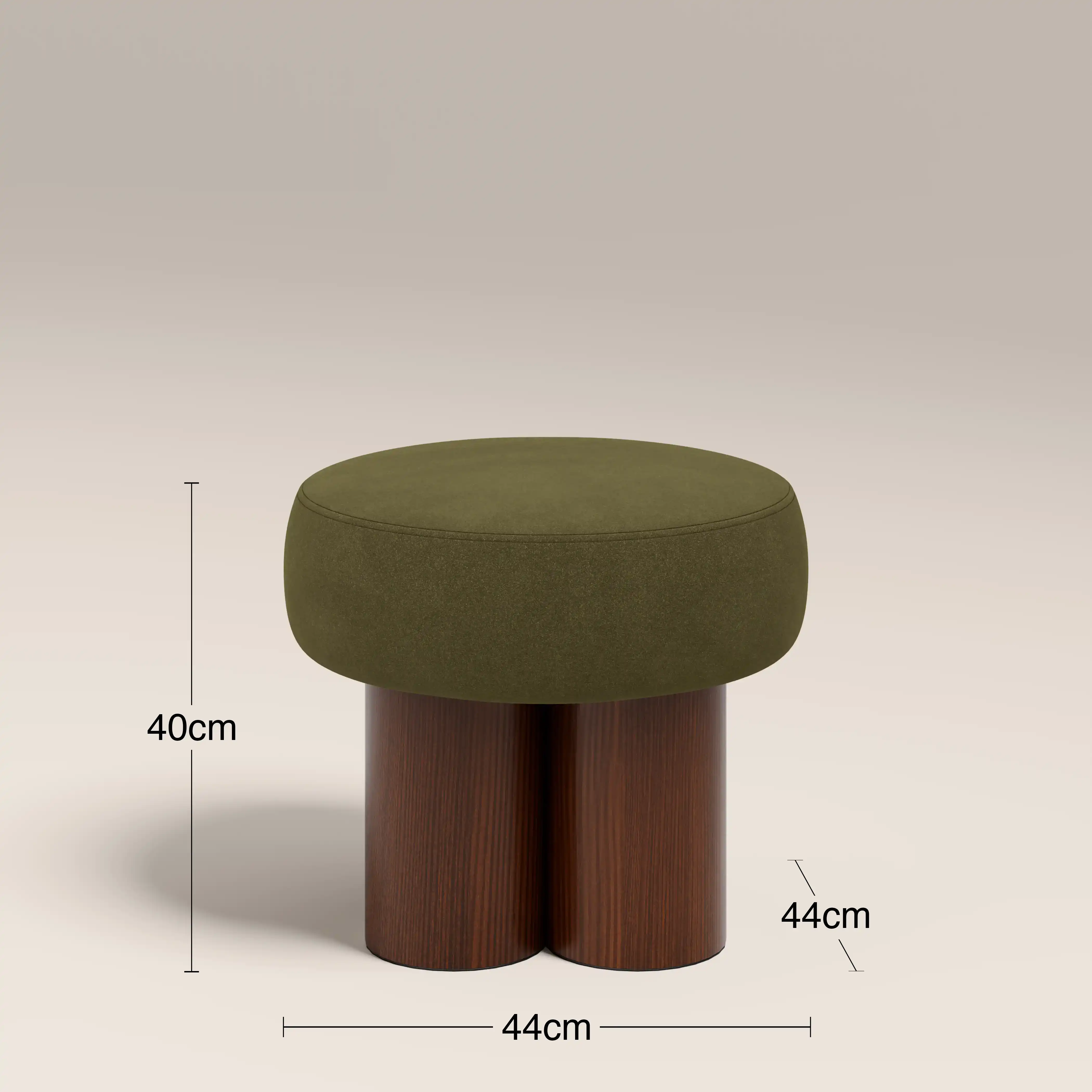 Rey Pouffe | Moss Green Sustainable Mohair Velvet & Walnut - Image 6