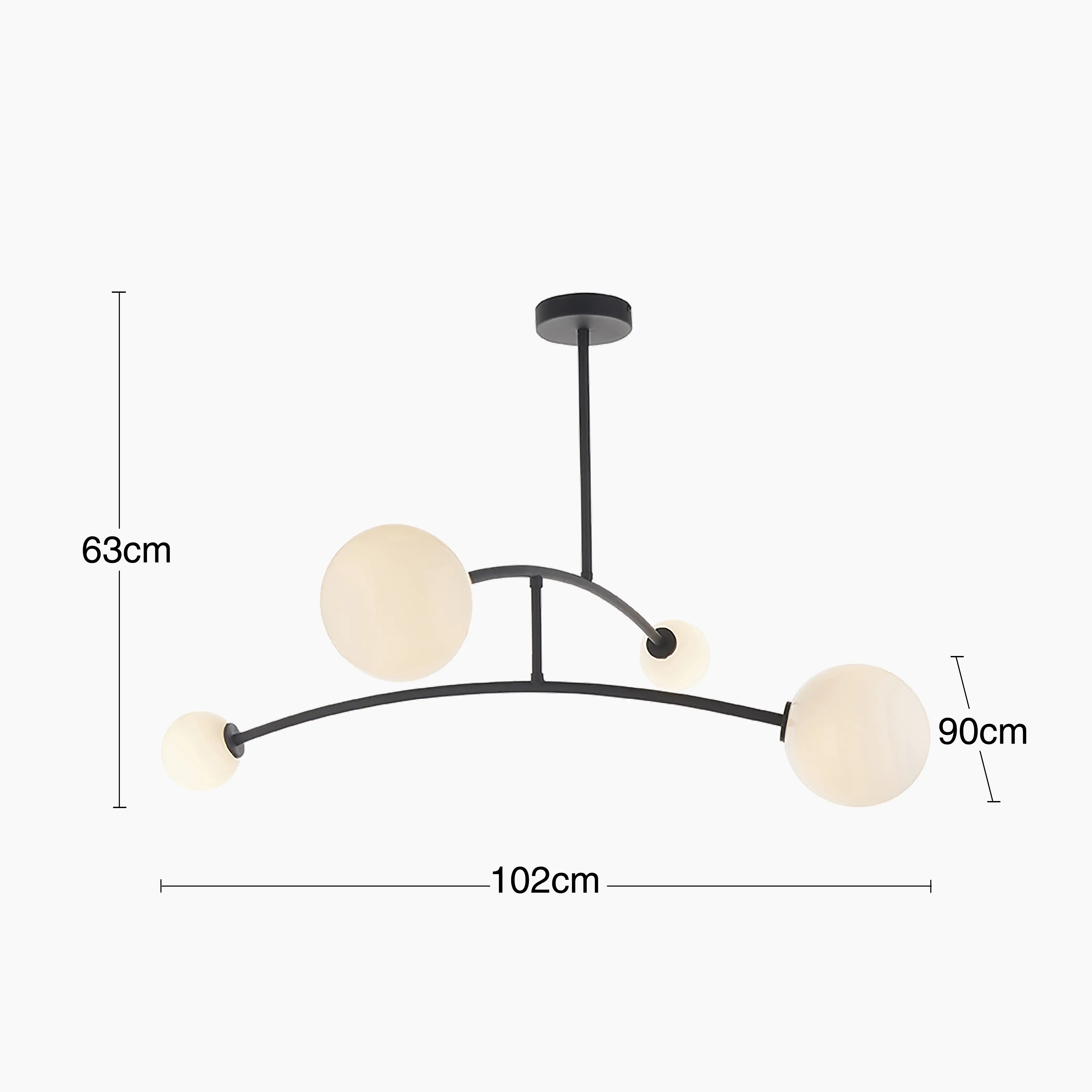 Rica 4 Light Pendant Light | Opal & Matte Black - Image 10