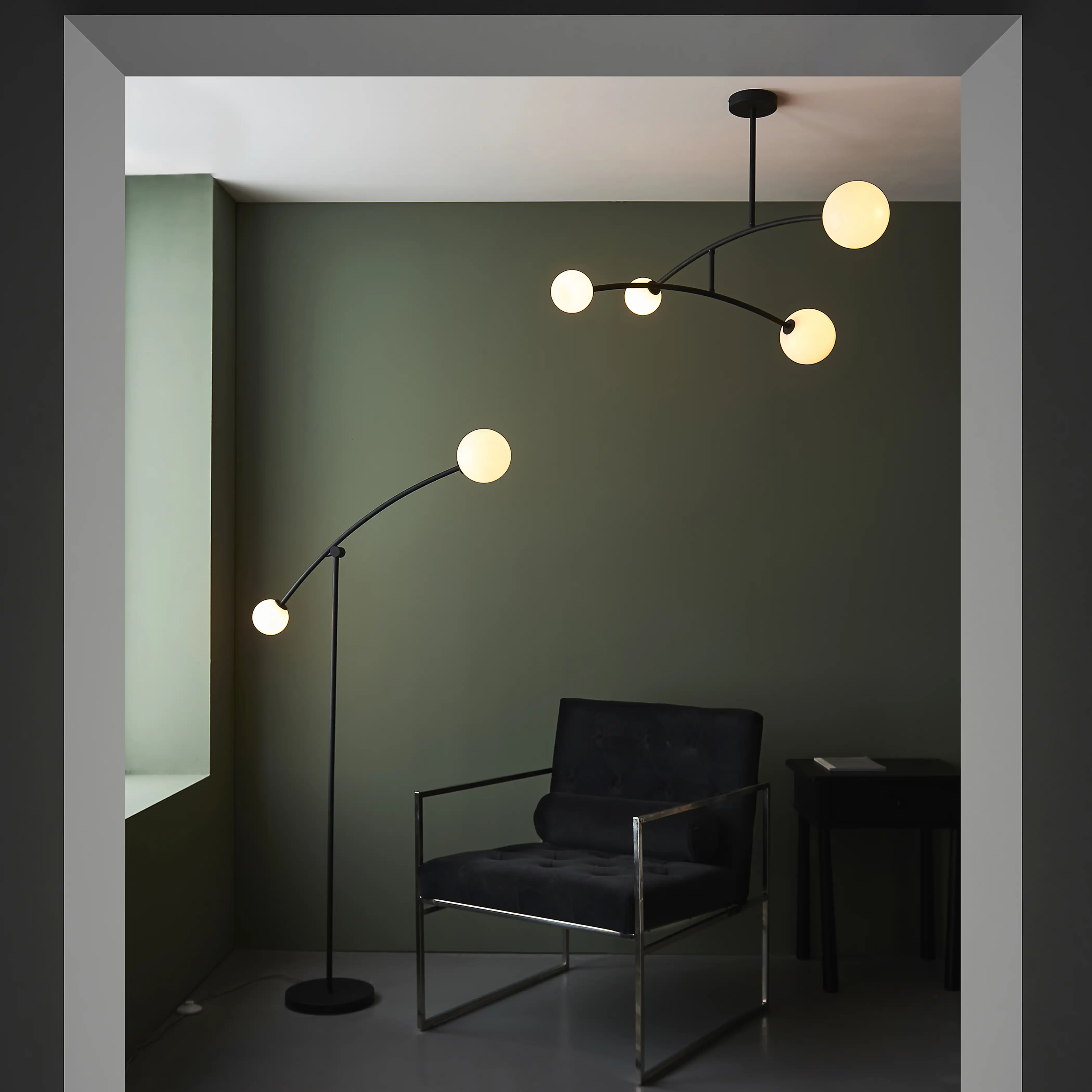 Rica 4 Light Pendant Light | Opal & Matte Black - Image 5