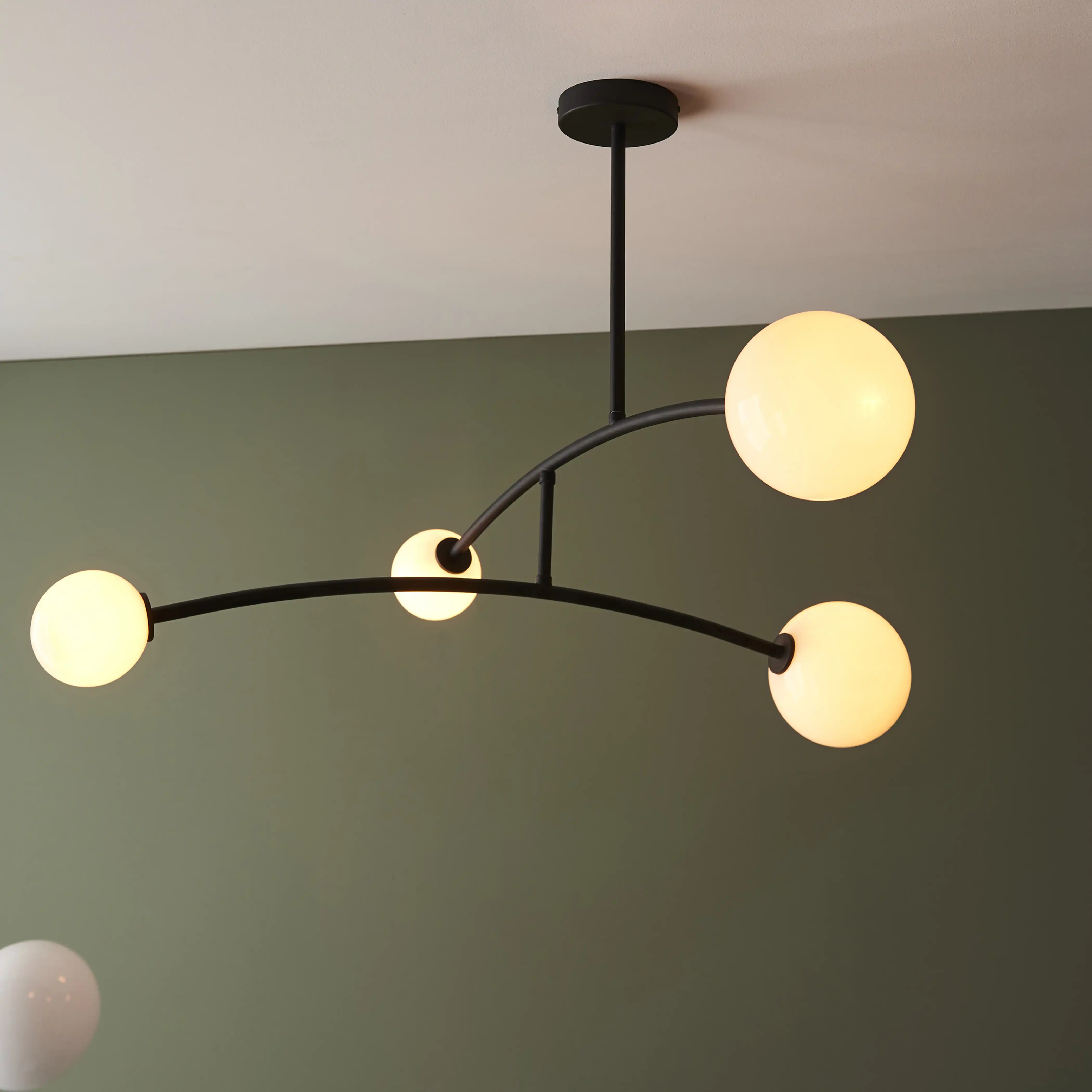 Rica 4 Light Pendant Light | Opal & Matte Black - Image 6