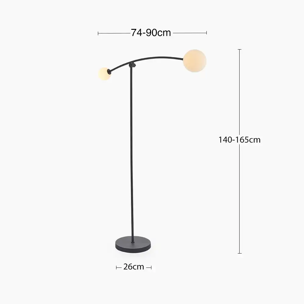 Rica Arched Floor Lamp | Opal & Matte Black - Image 11