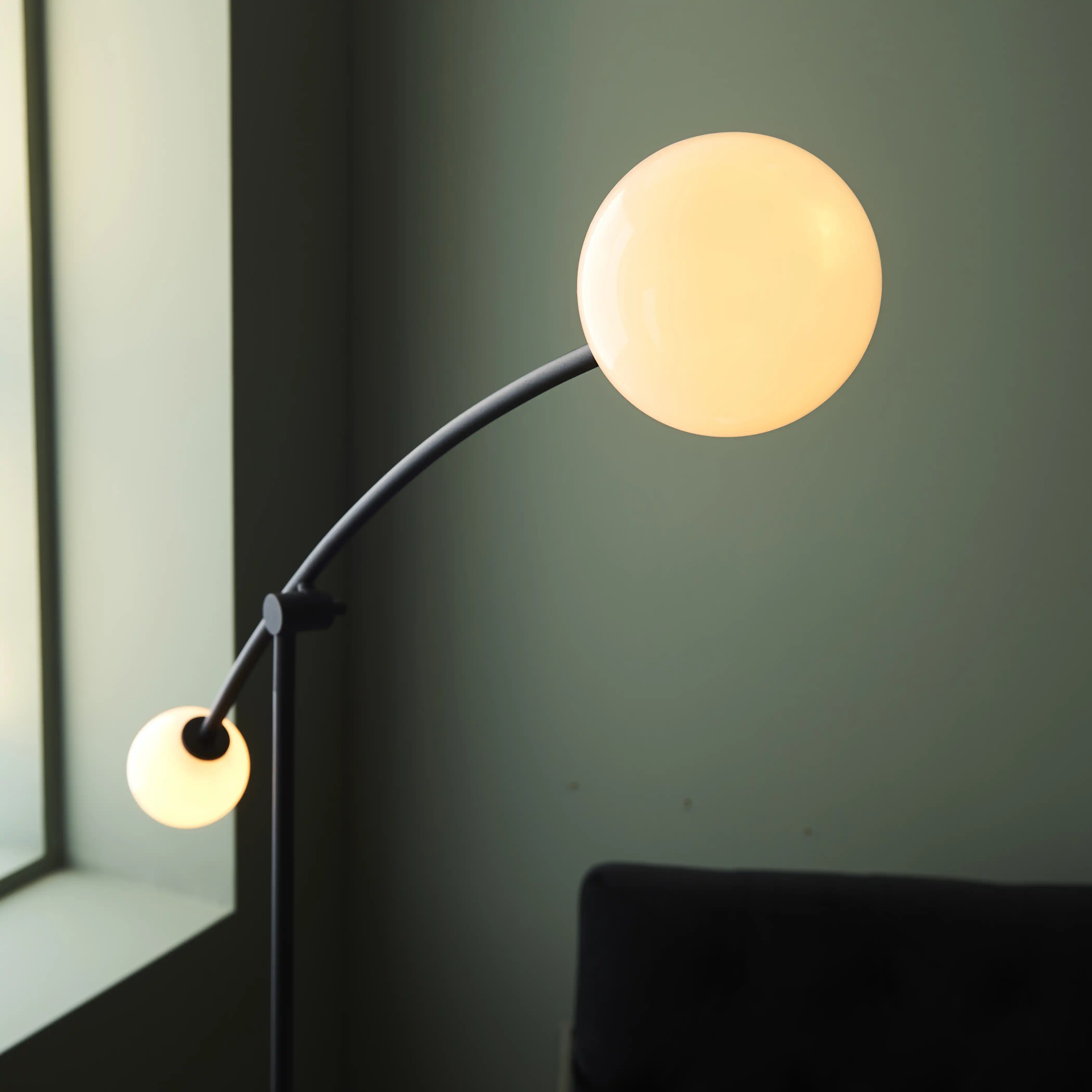 Rica Arched Floor Lamp | Opal & Matte Black - Image 4