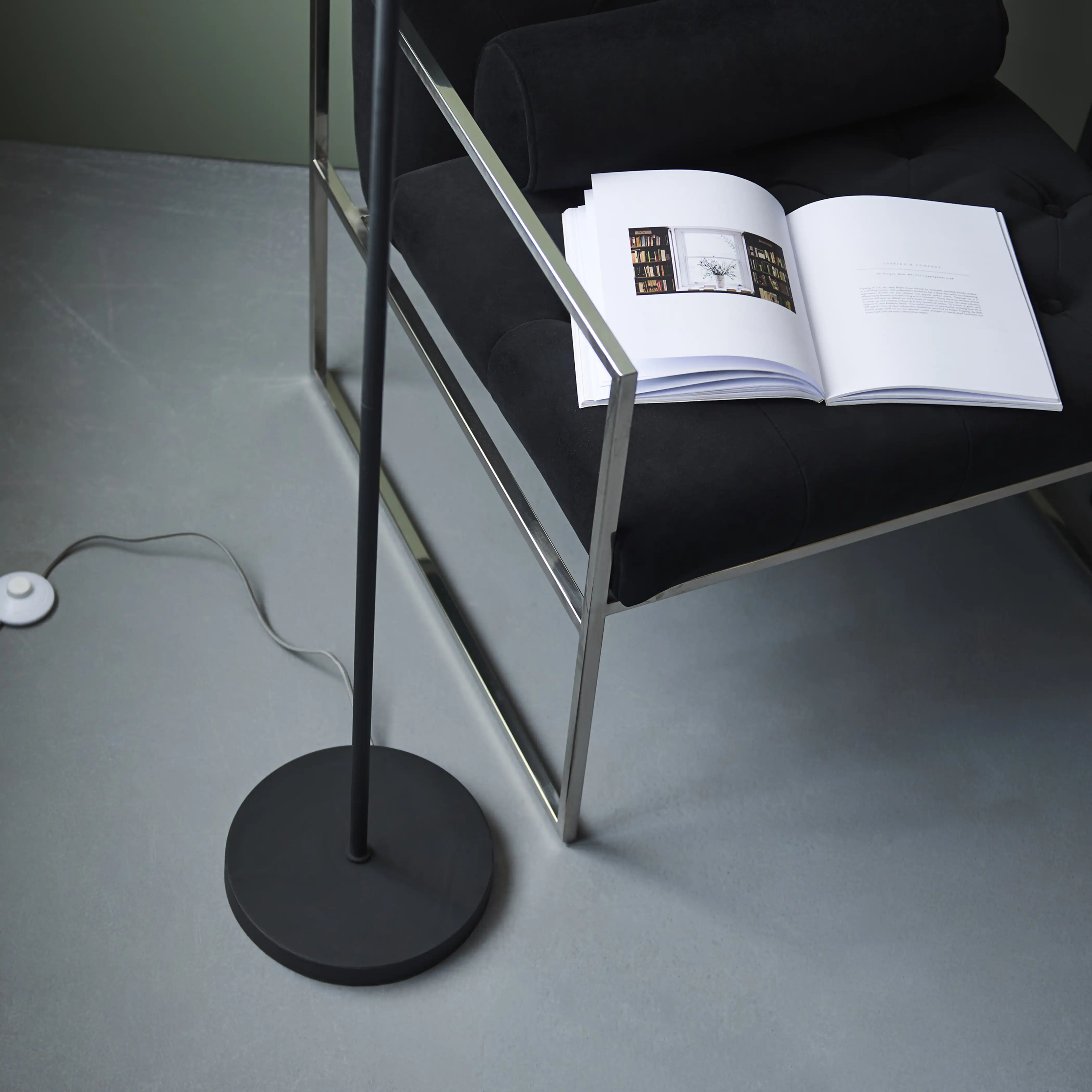 Rica Arched Floor Lamp | Opal & Matte Black - Image 9