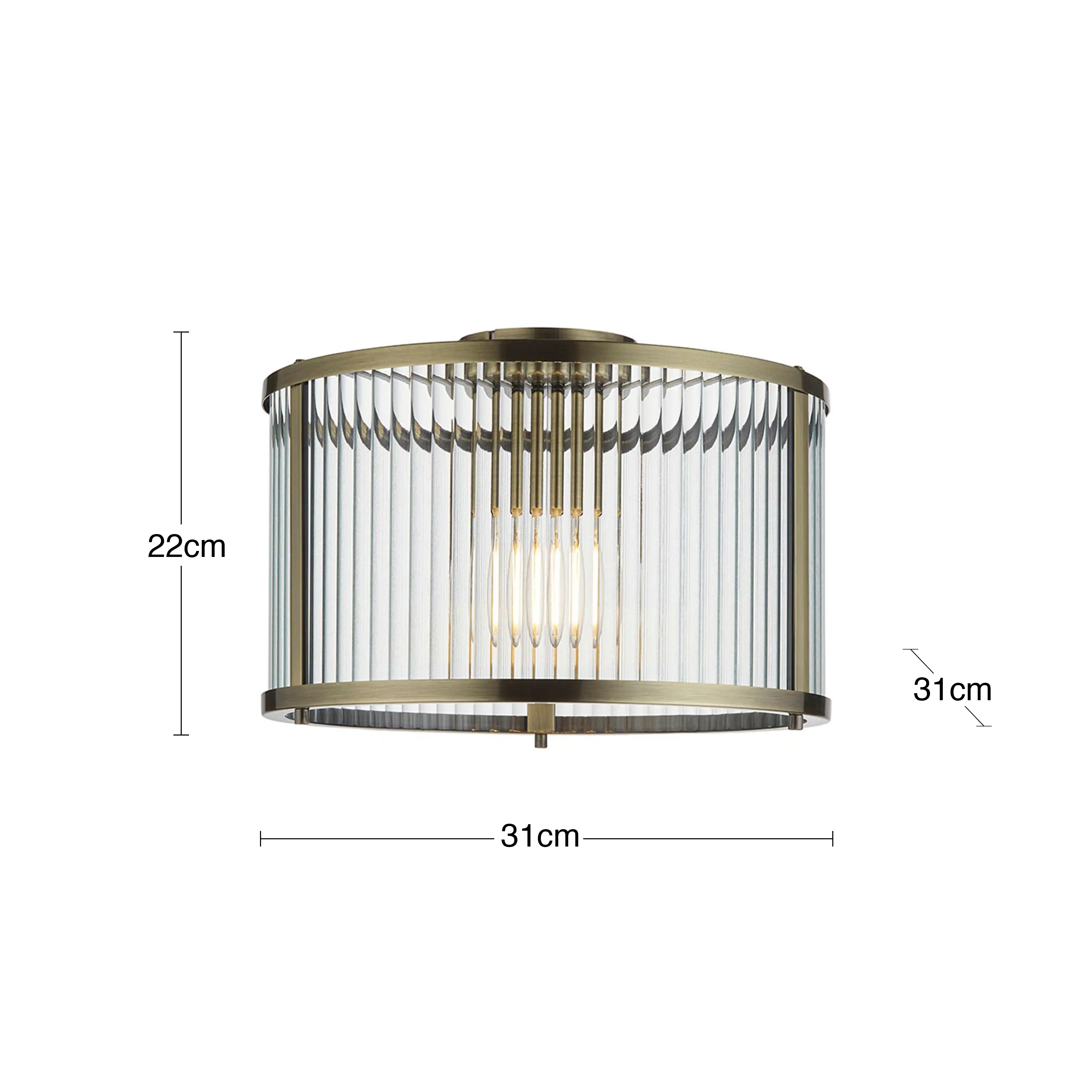 Ridgeton Flush Ceiling Light | Brass - Image 5