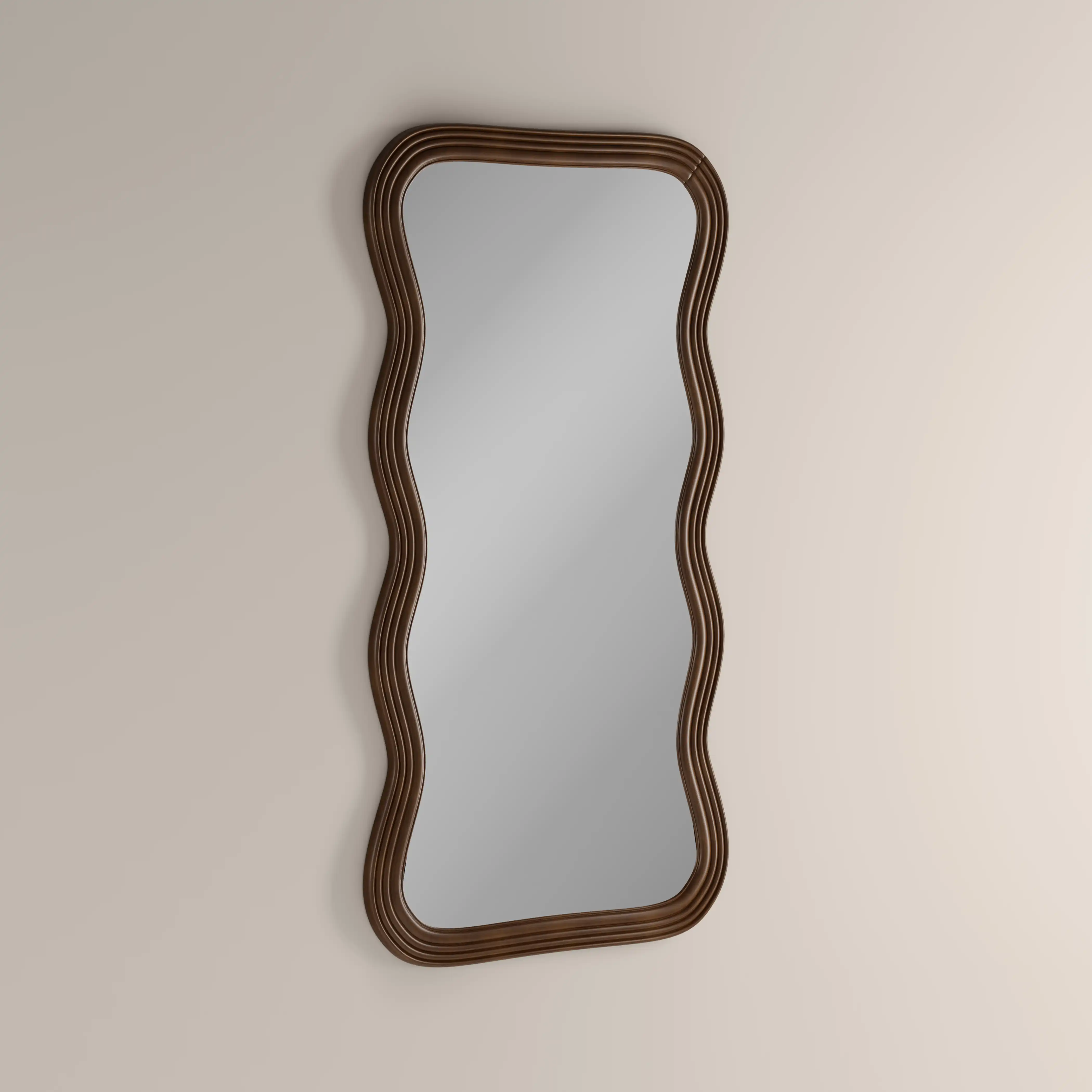 Ridley Wavy Full Length Mirror, 178 x 90 cm | Walnut - Image 2