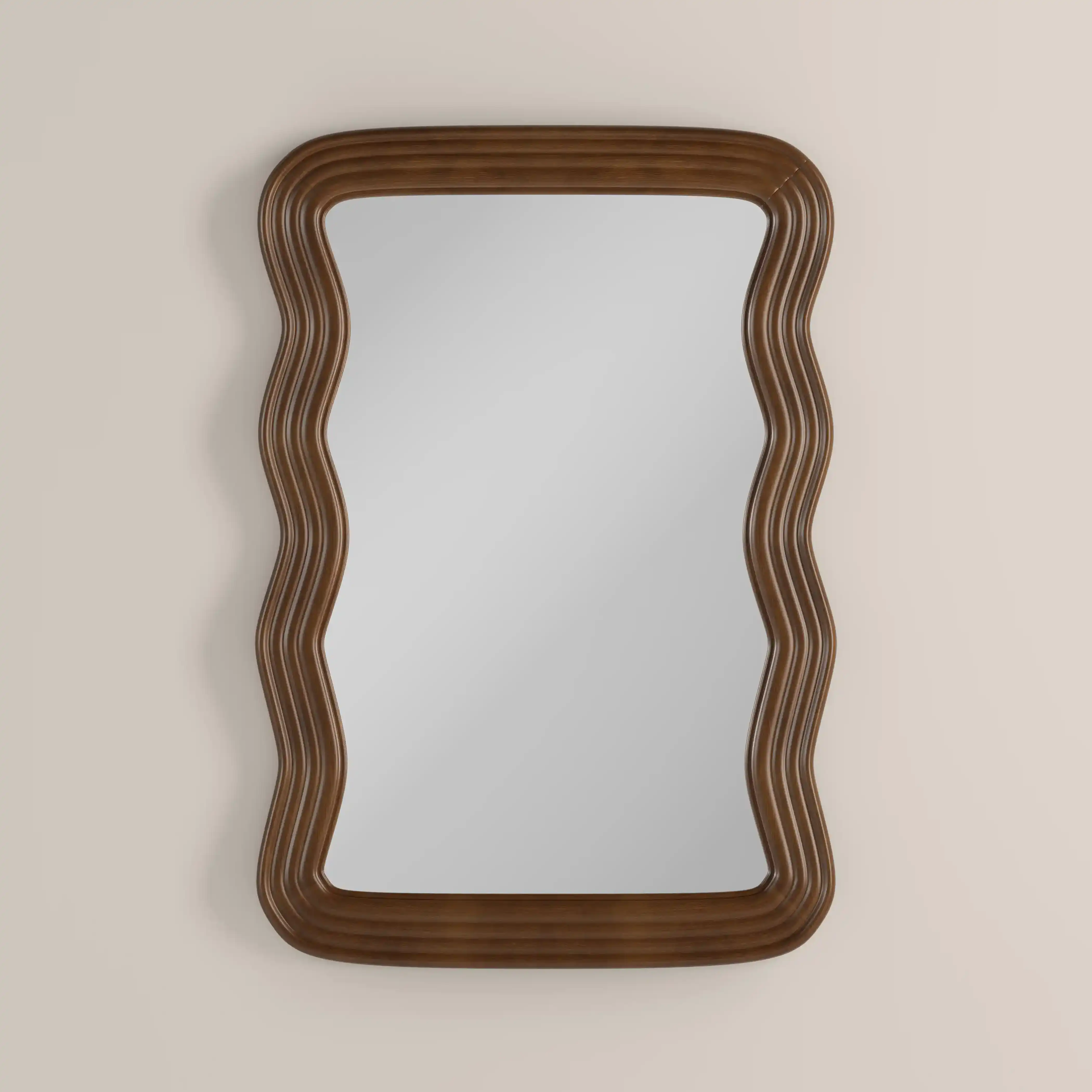 Ridley Wavy Wall Mirror, 101 x 71 cm | Walnut