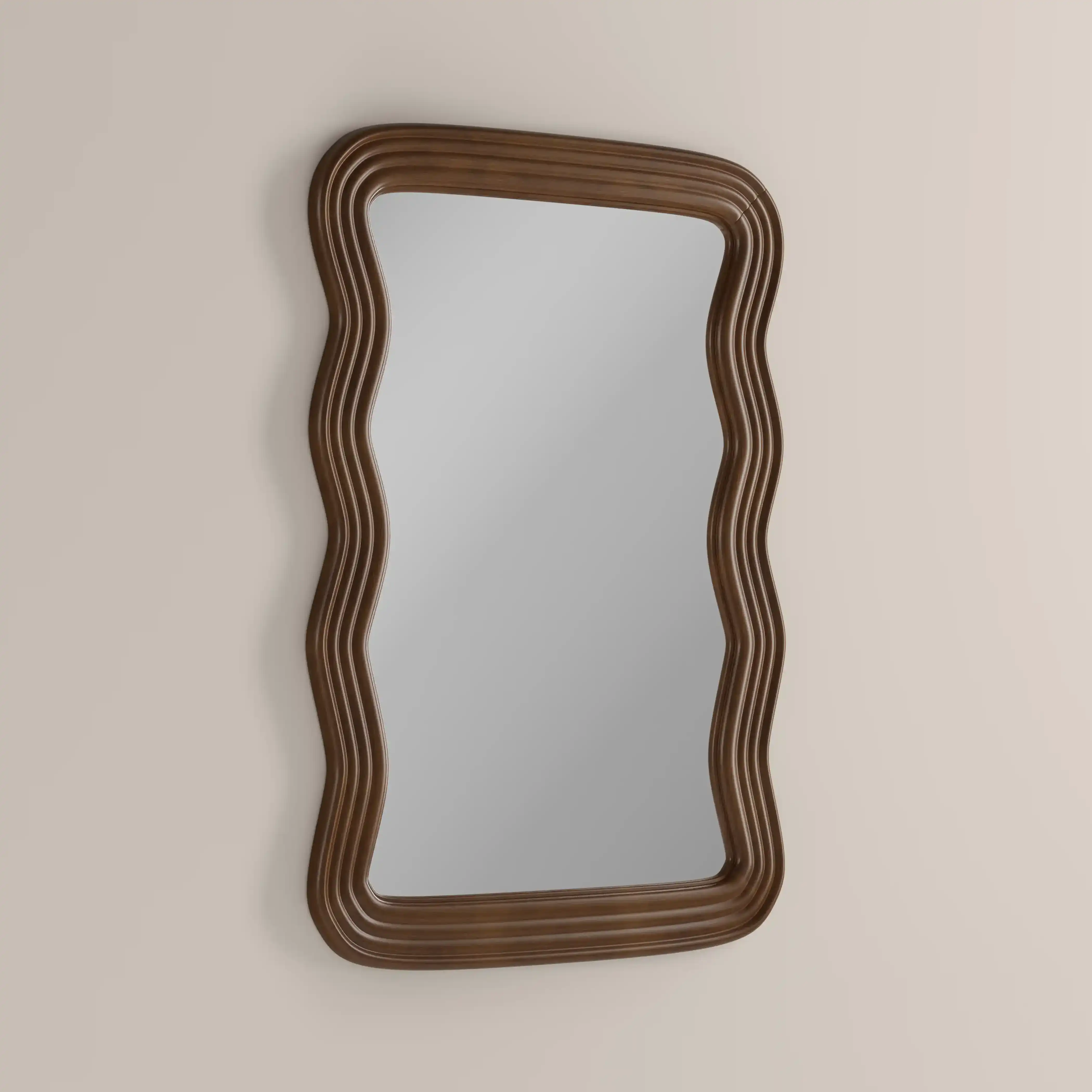 Ridley Wavy Wall Mirror, 101 x 71 cm | Walnut - Image 2
