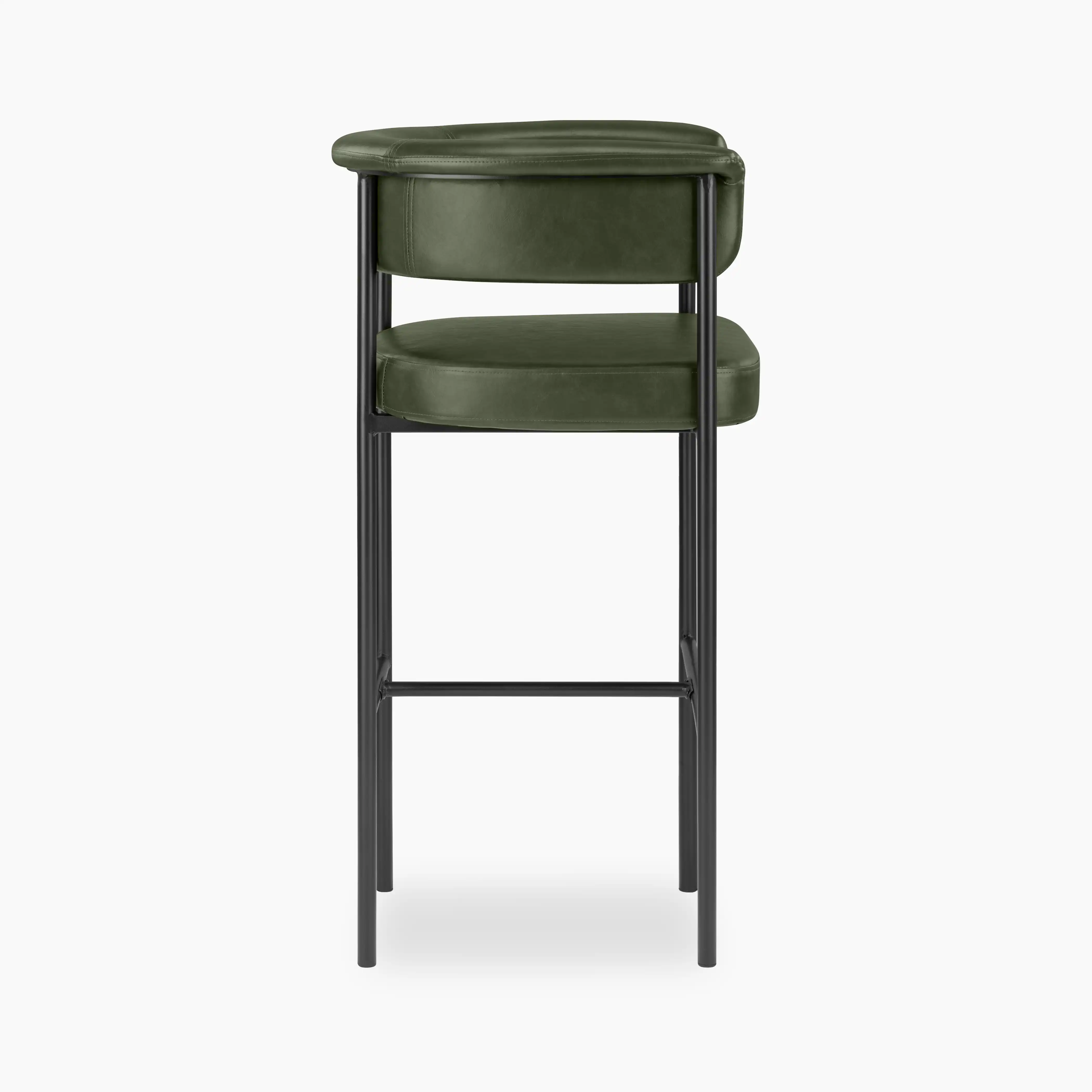 Roane Bar Stool | Vintage Green Faux Leather & Black - Image 3