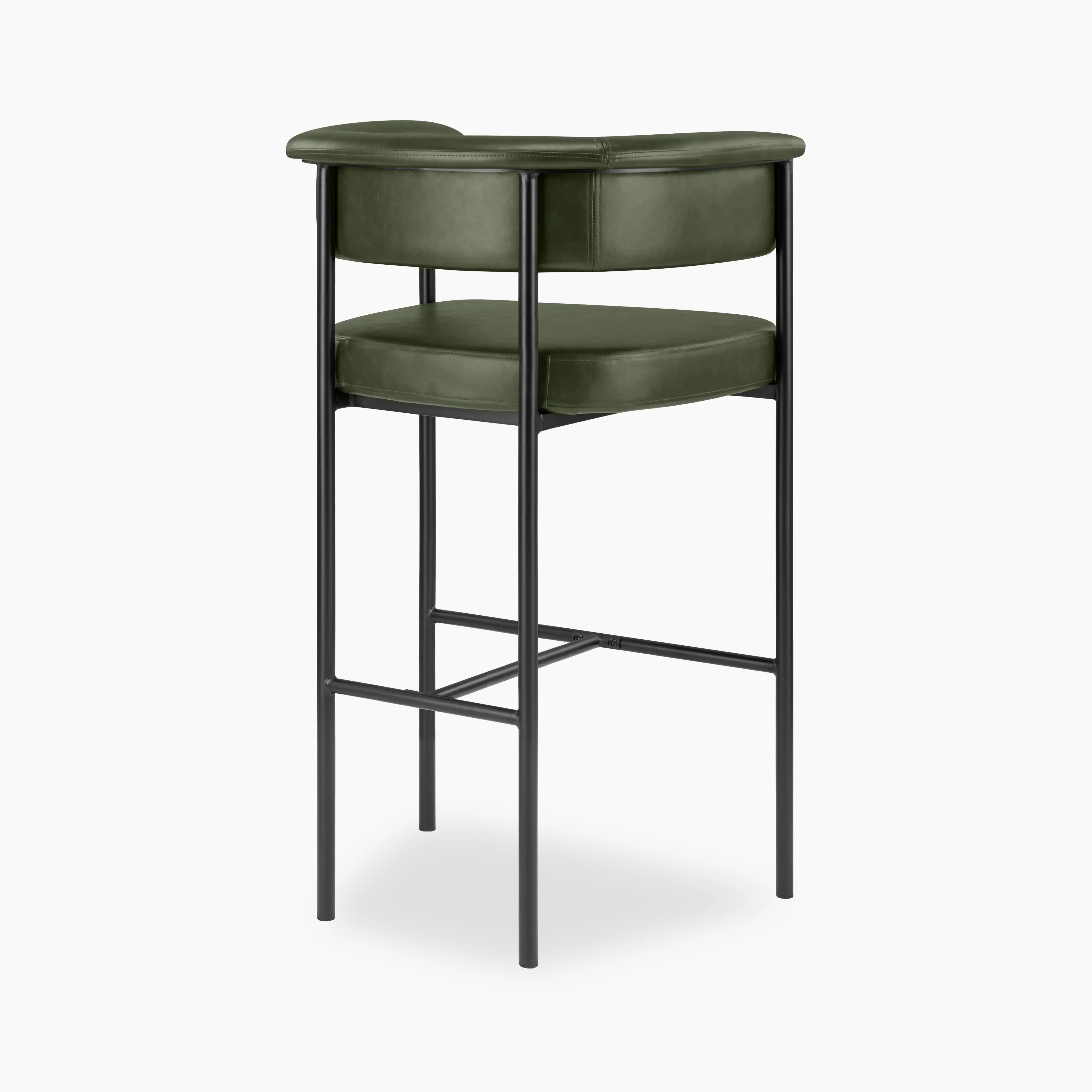 Roane Bar Stool | Vintage Green Faux Leather & Black - Image 4