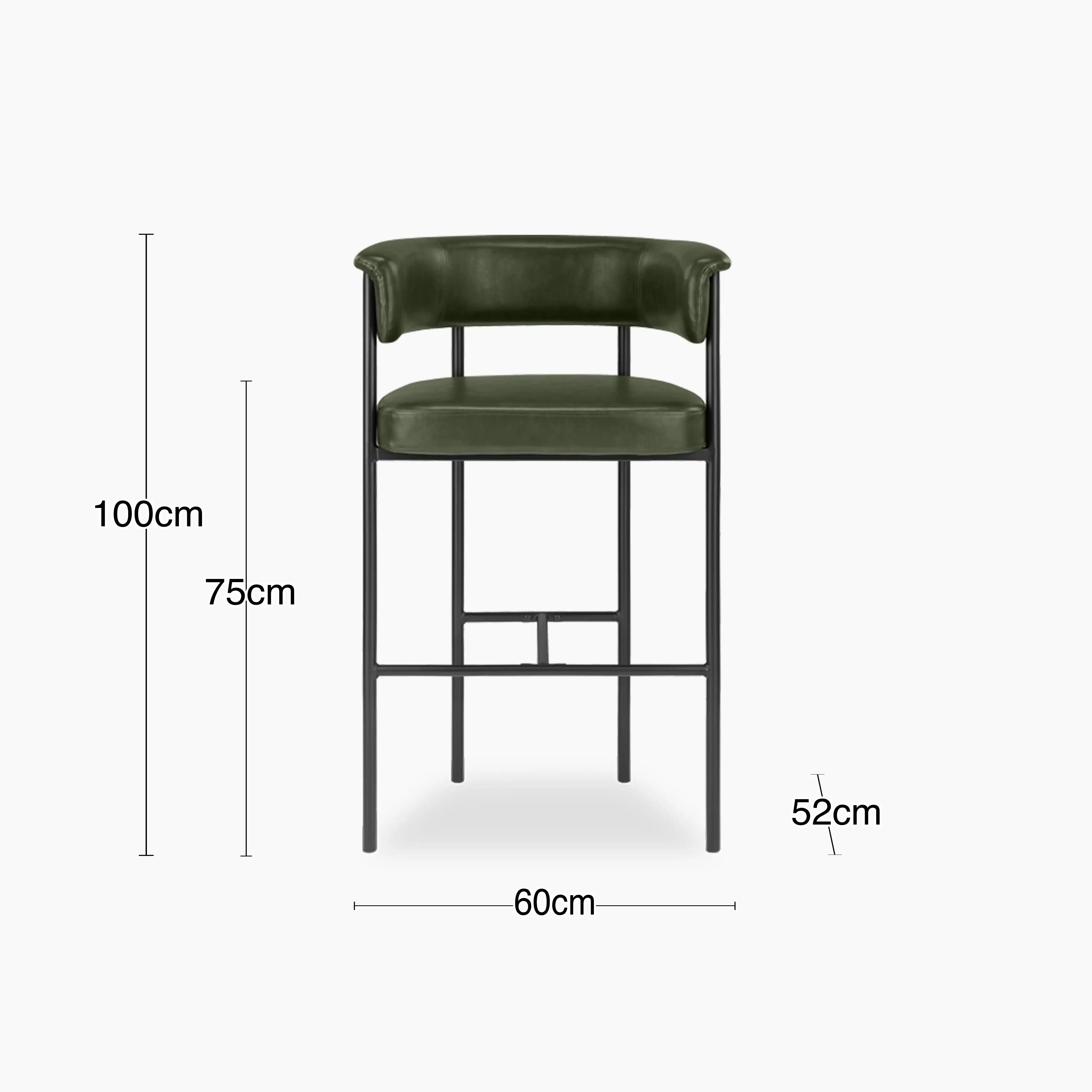 Roane Bar Stool | Vintage Green Faux Leather & Black - Image 6