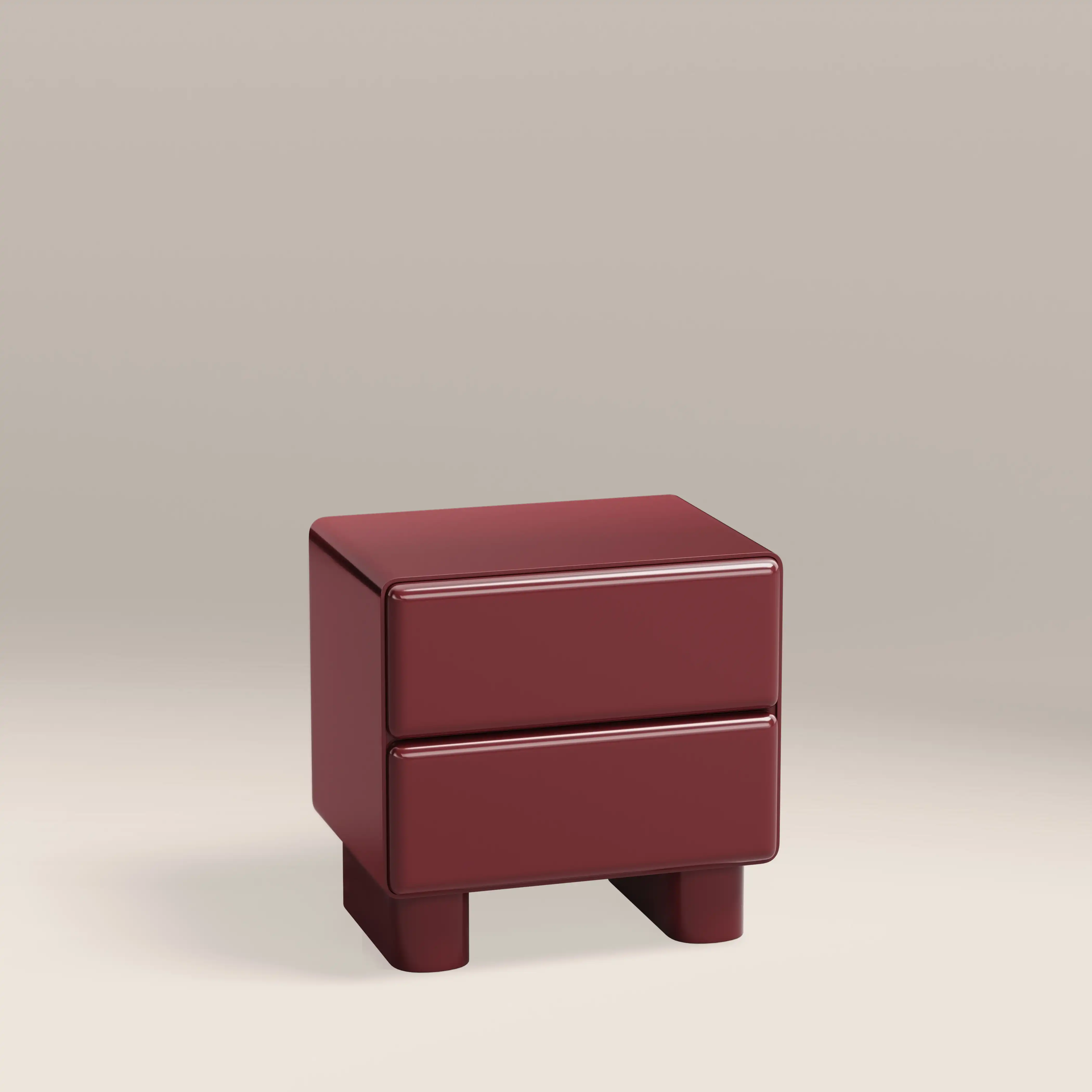 Roanne 2 Drawer Bedside Table | High Gloss Burgundy - Image 2
