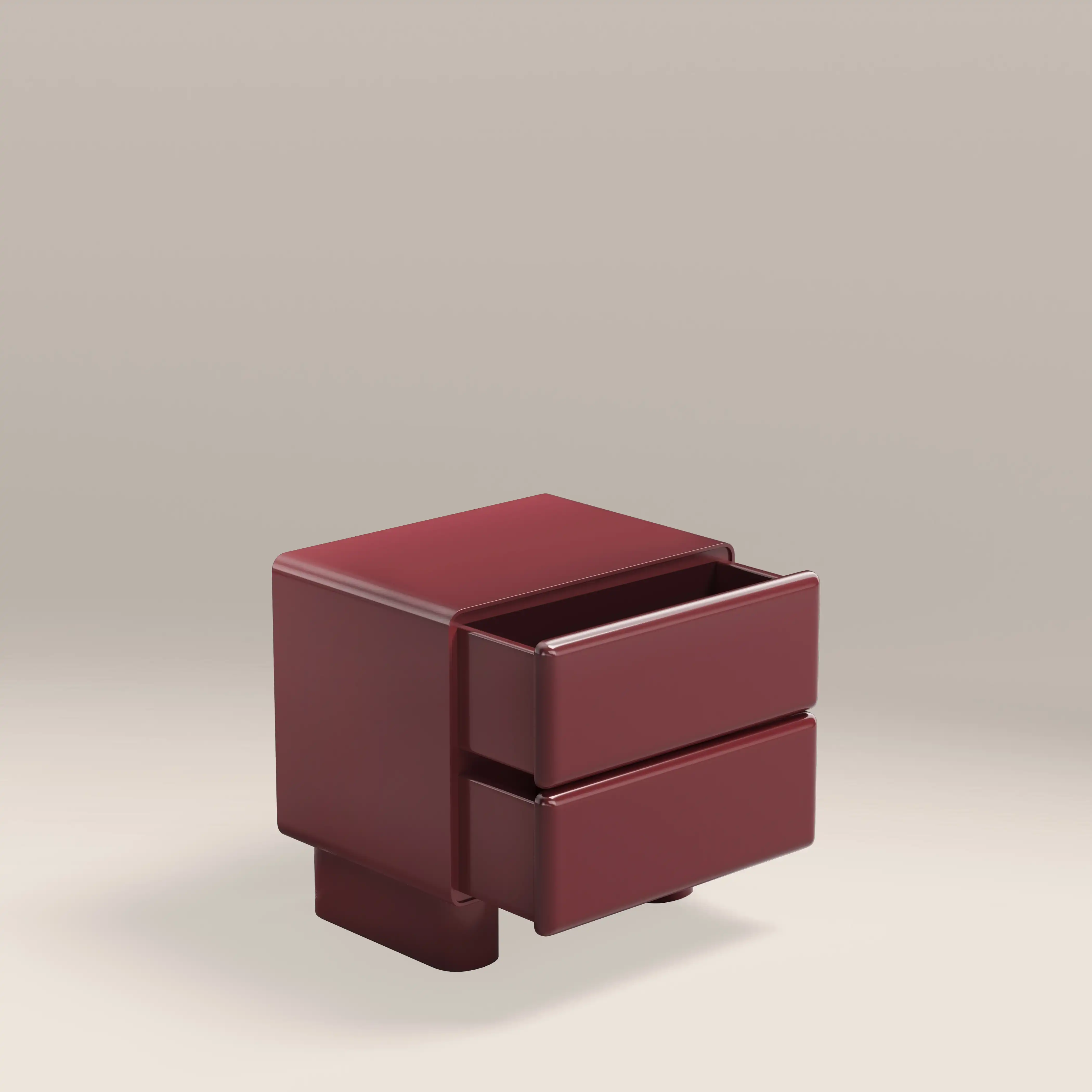 Roanne 2 Drawer Bedside Table | High Gloss Burgundy - Image 3