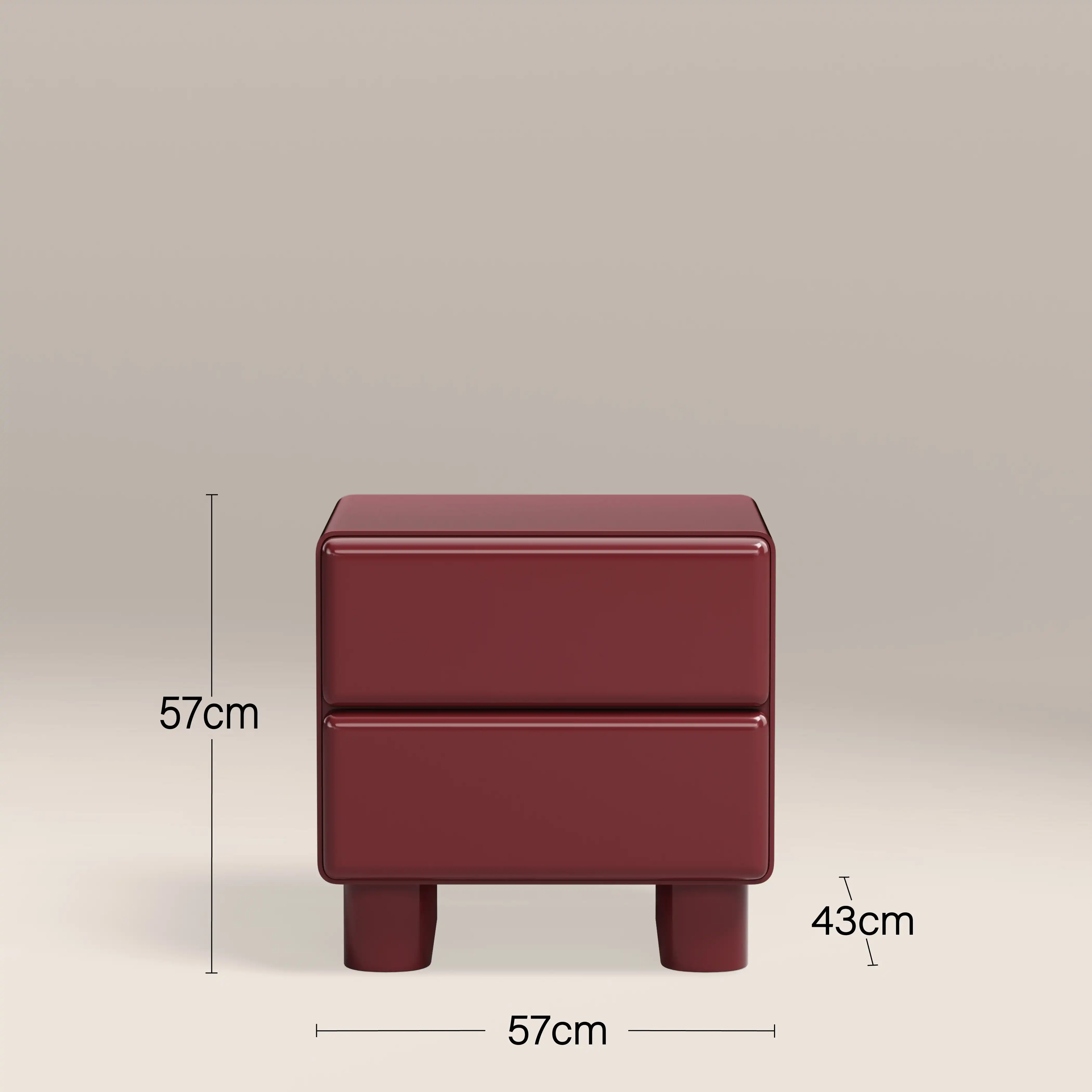 Roanne 2 Drawer Bedside Table | High Gloss Burgundy - Image 5