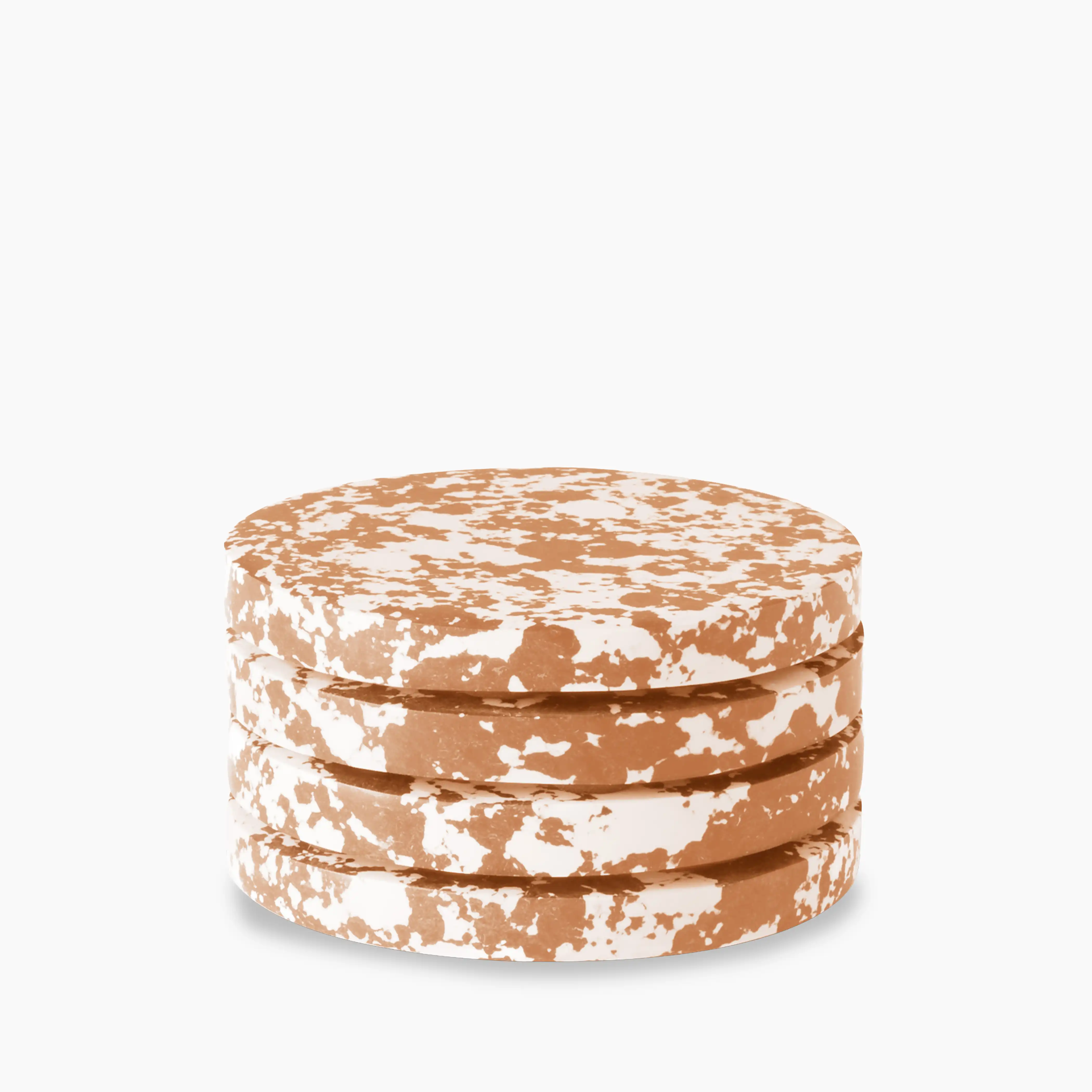 Rock Set of 4 Round Coasters | Caramel & White - Image 2