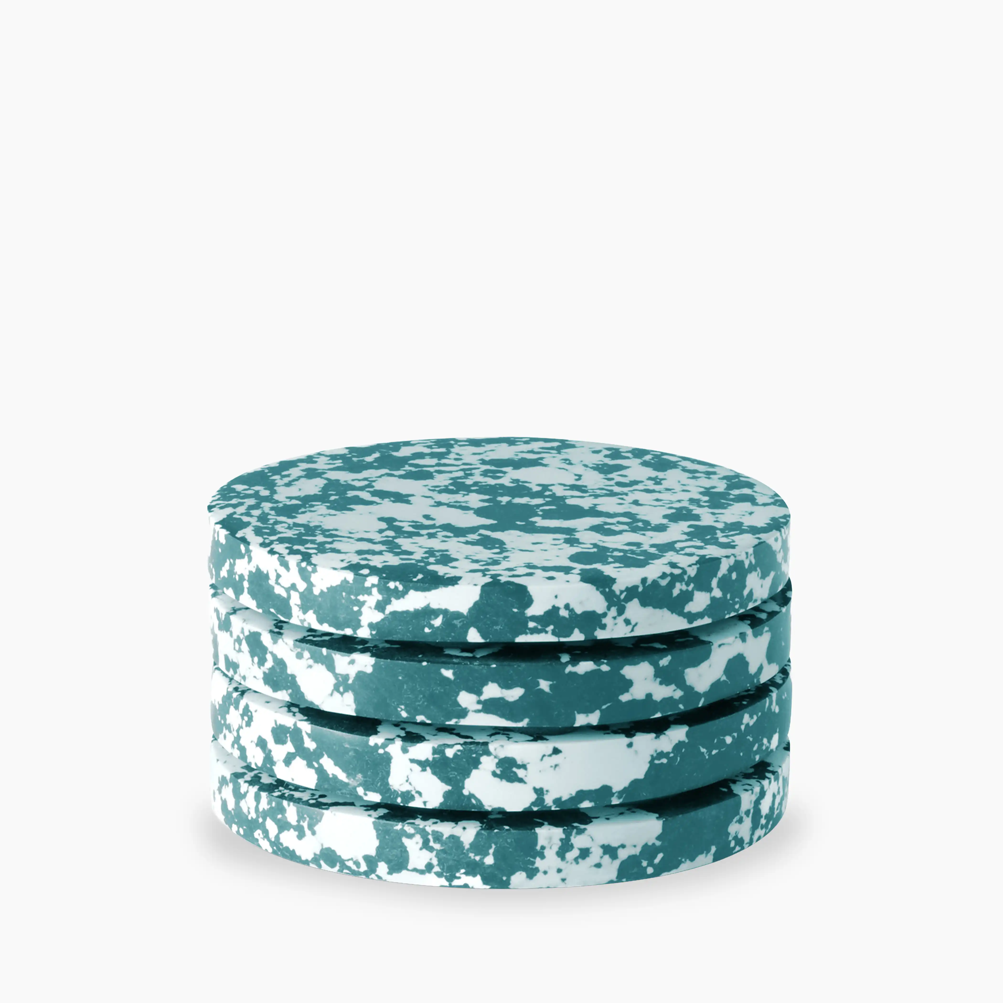 Rock Set of 4 Round Coasters | Forest Green & White - Image 2