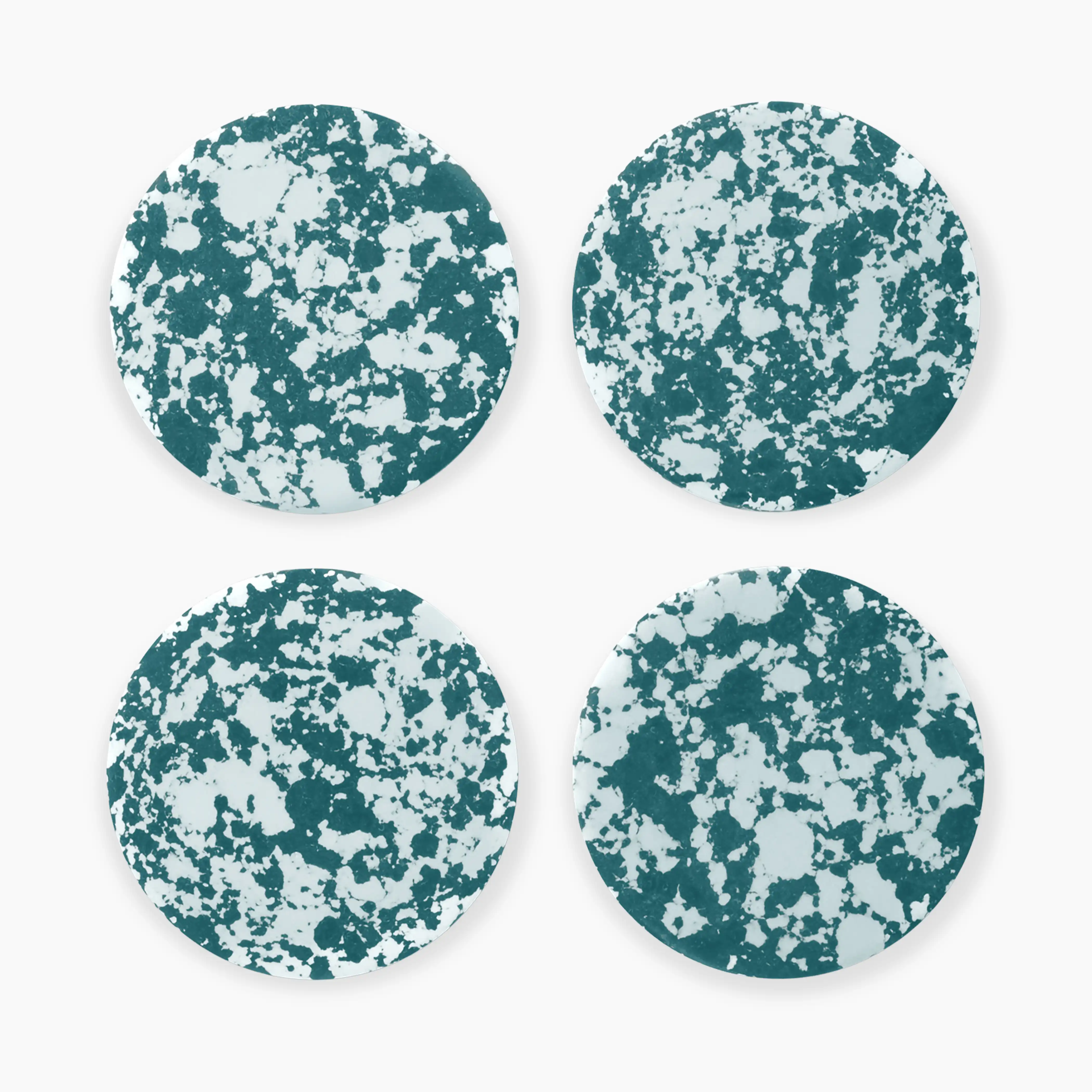 Rock Set of 4 Round Coasters | Forest Green & White - Image 3