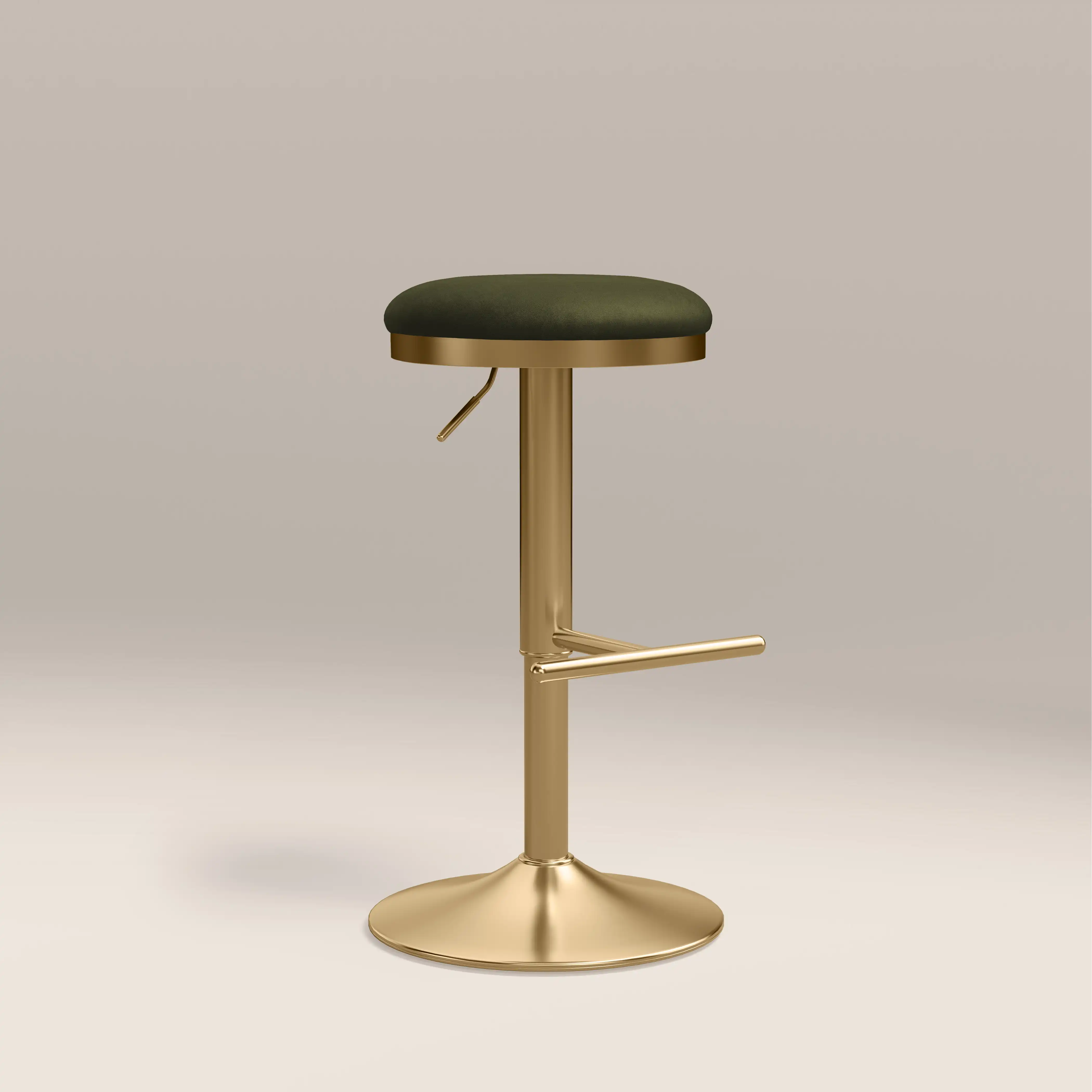 Romy Adjustable Stool | Olive Green Sustainable Velvet & Brass - Image 3