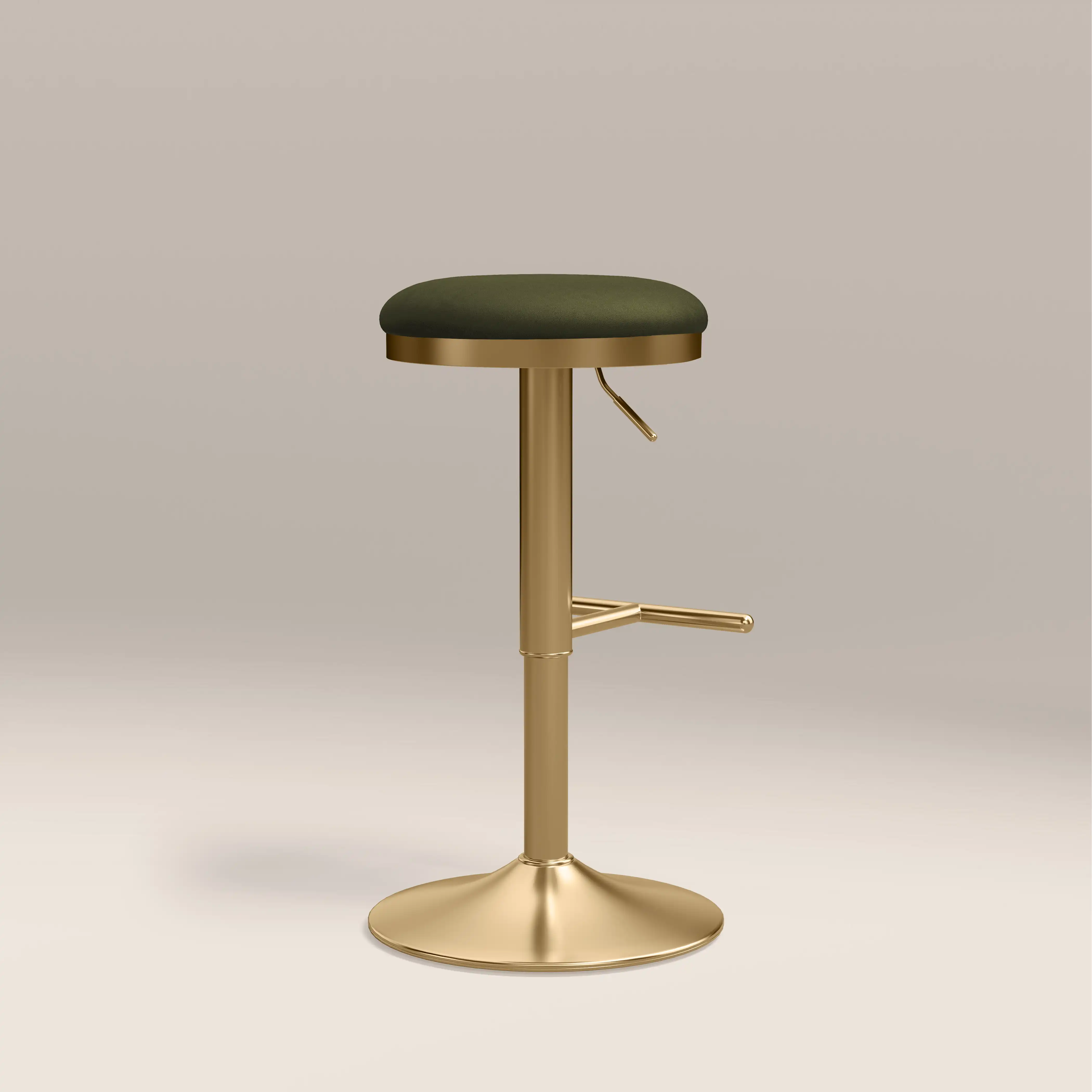 Romy Adjustable Stool | Olive Green Sustainable Velvet & Brass - Image 6