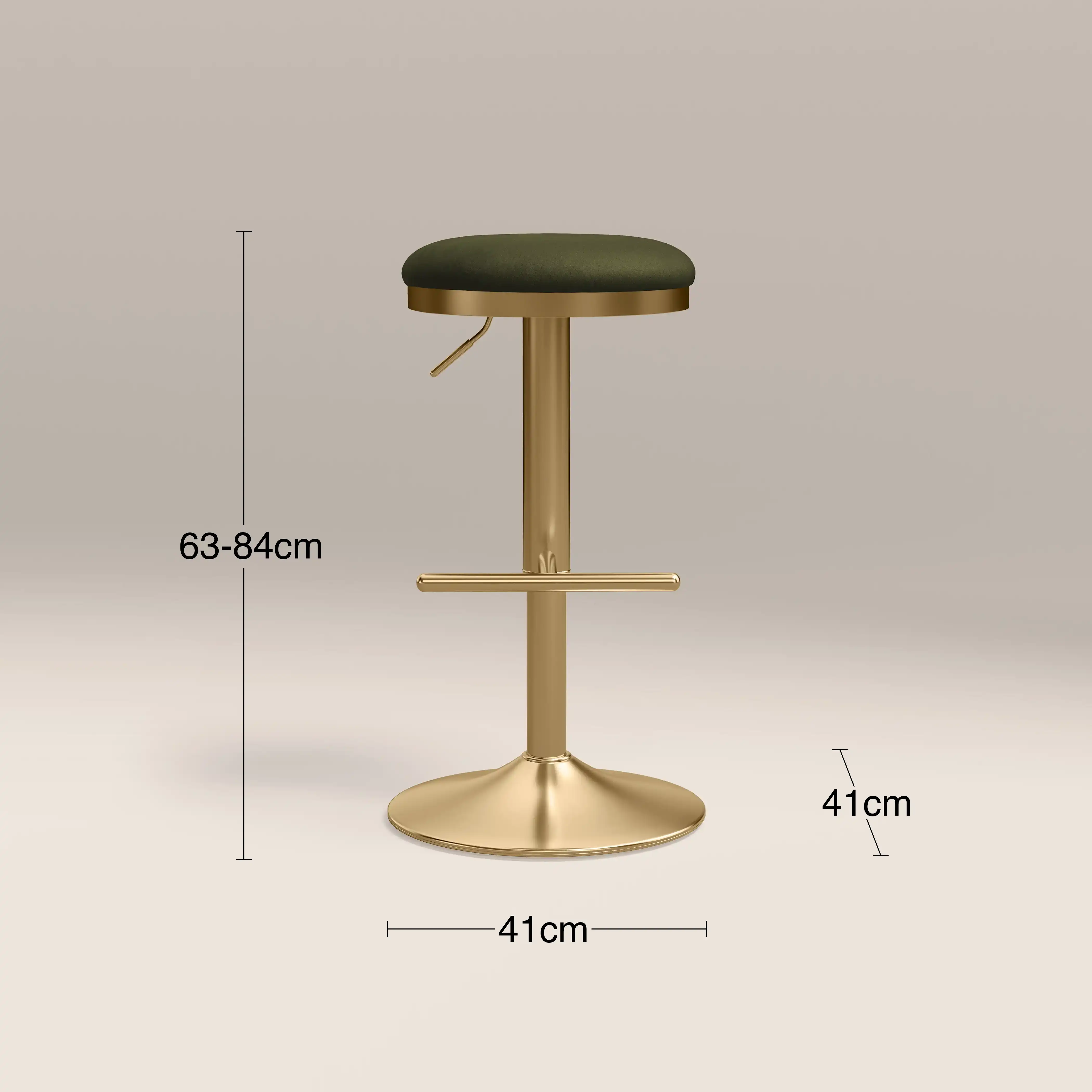 Romy Adjustable Stool | Olive Green Sustainable Velvet & Brass - Image 8