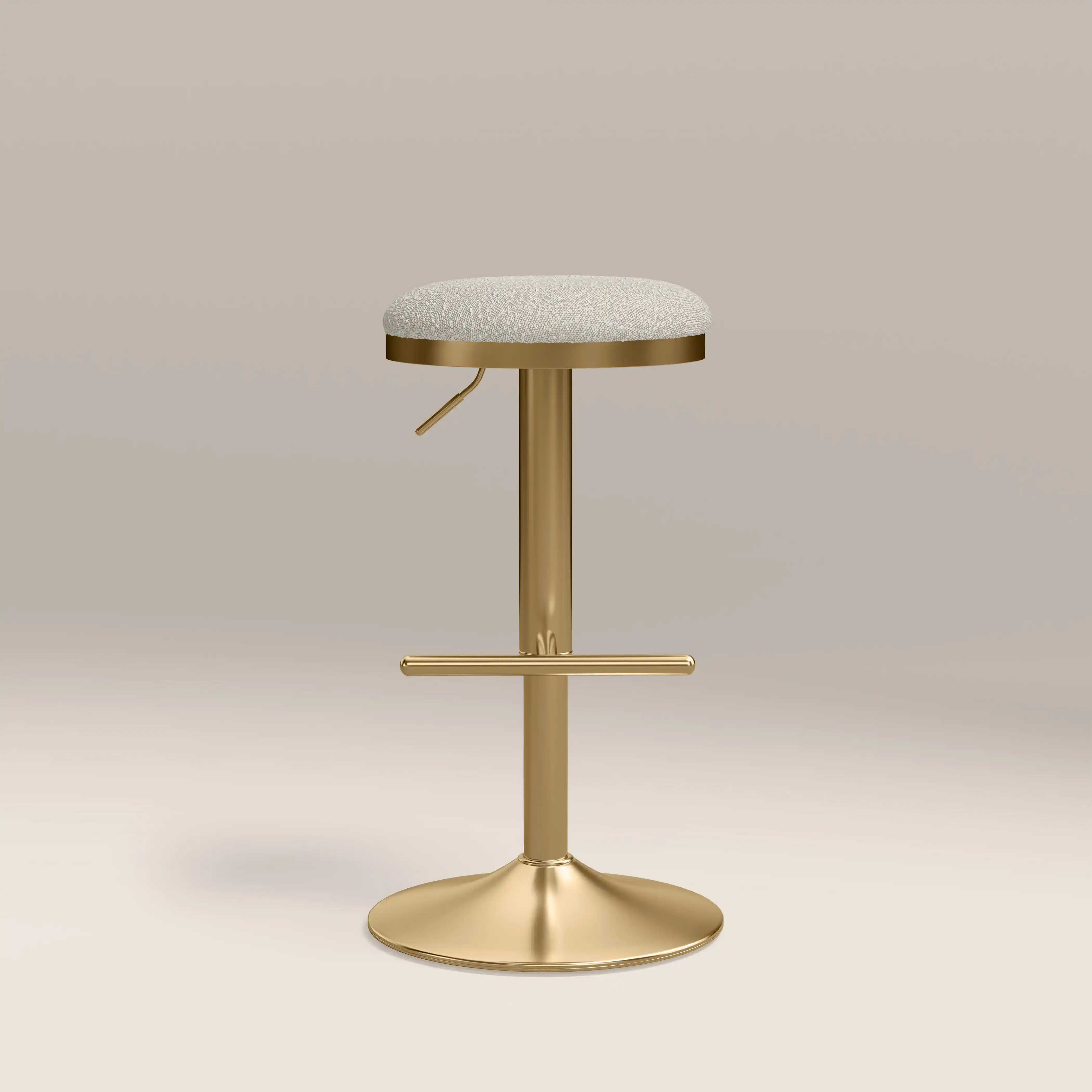 Romy Adjustable Stool | Speckled Stone Sustainable Boucle & Brass - Image 3
