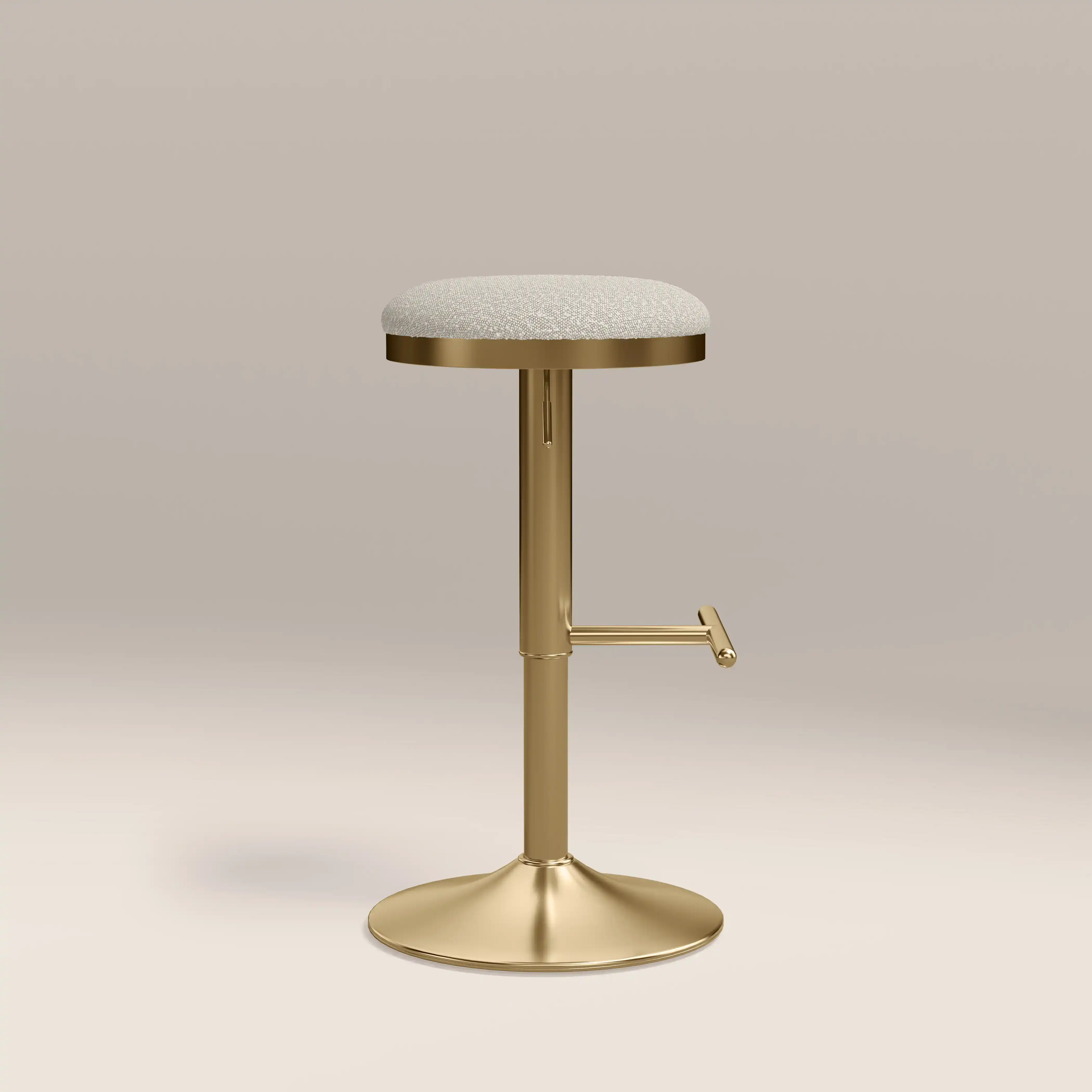 Romy Adjustable Stool | Speckled Stone Sustainable Boucle & Brass - Image 5