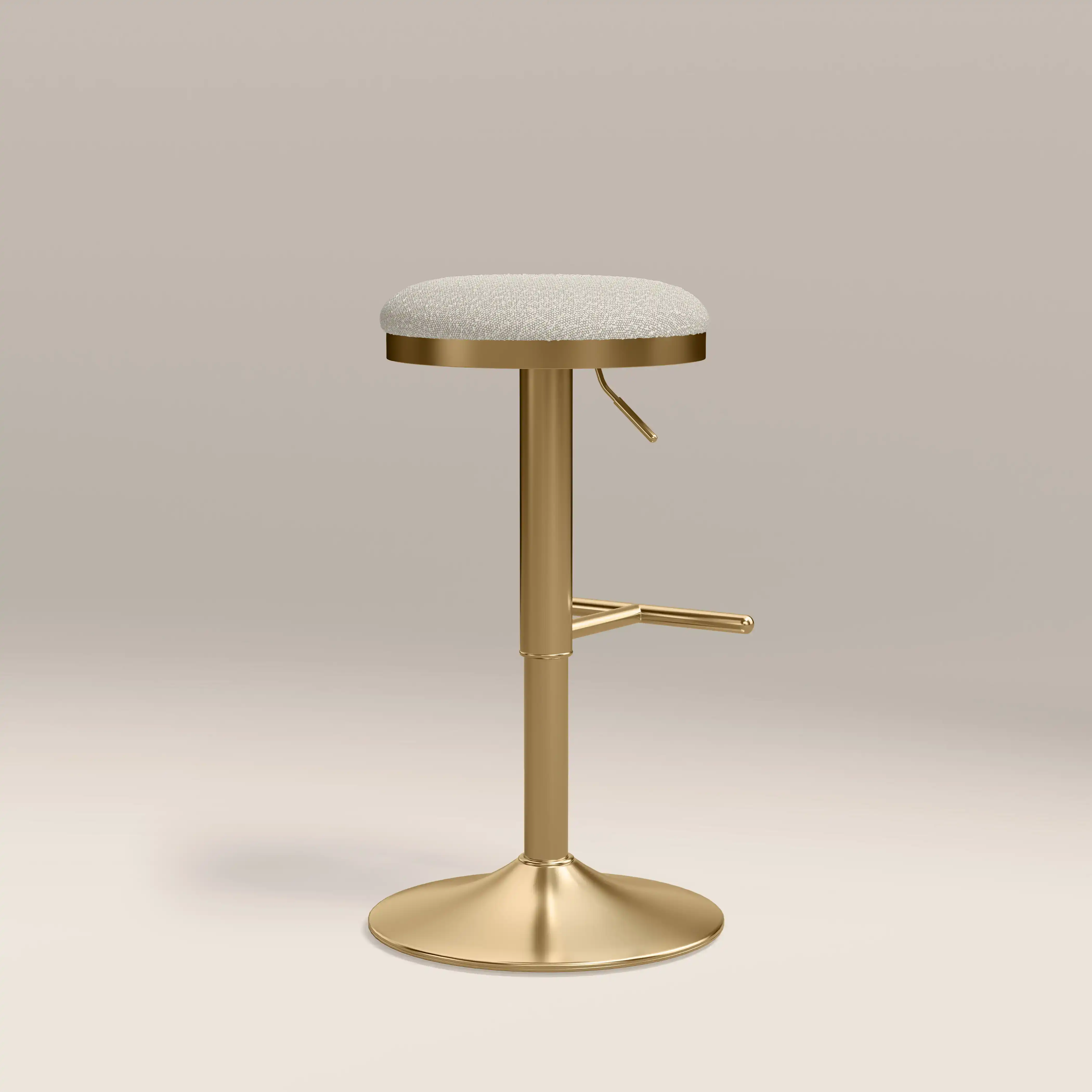 Romy Adjustable Stool | Speckled Stone Sustainable Boucle & Brass - Image 6
