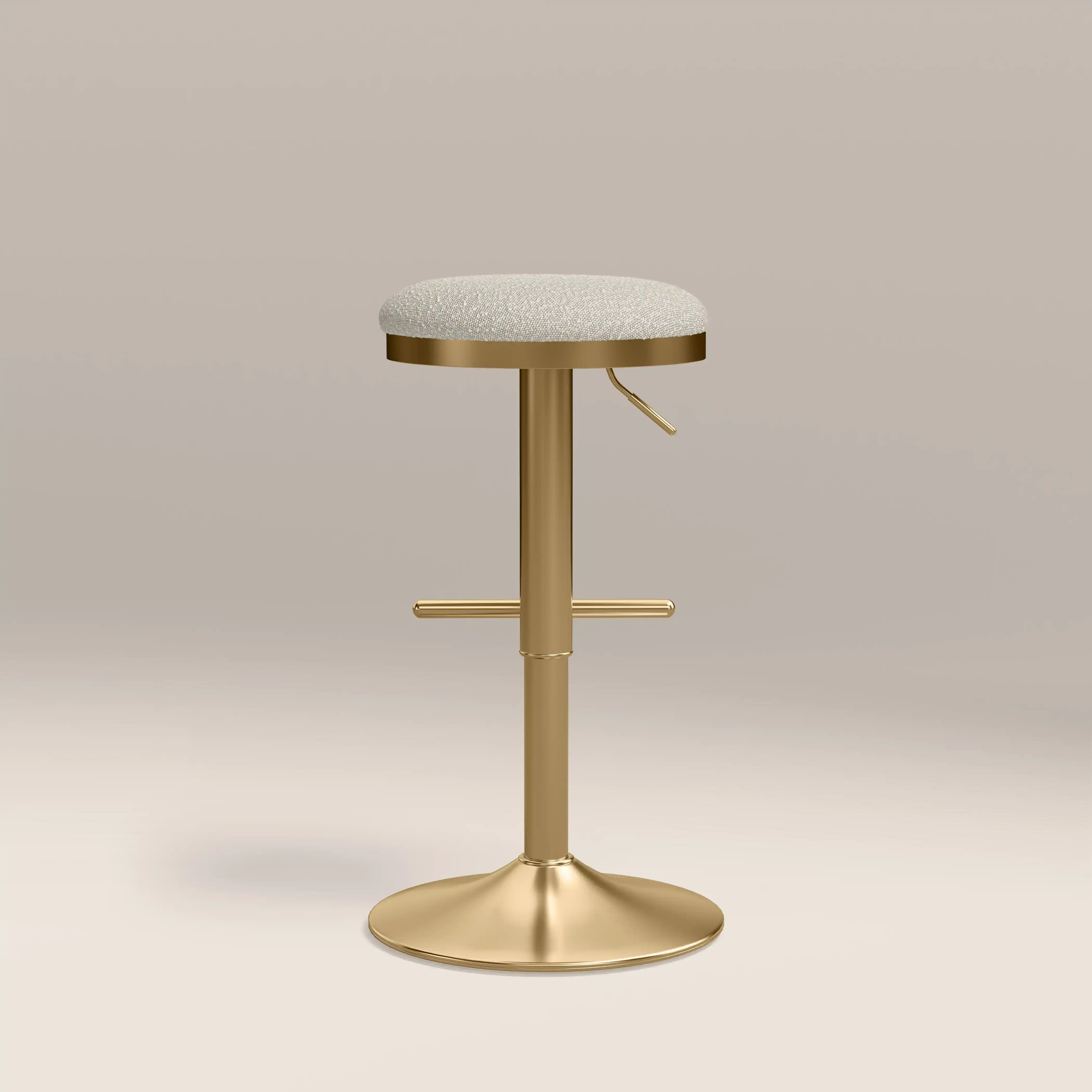 Romy Adjustable Stool | Speckled Stone Sustainable Boucle & Brass - Image 7