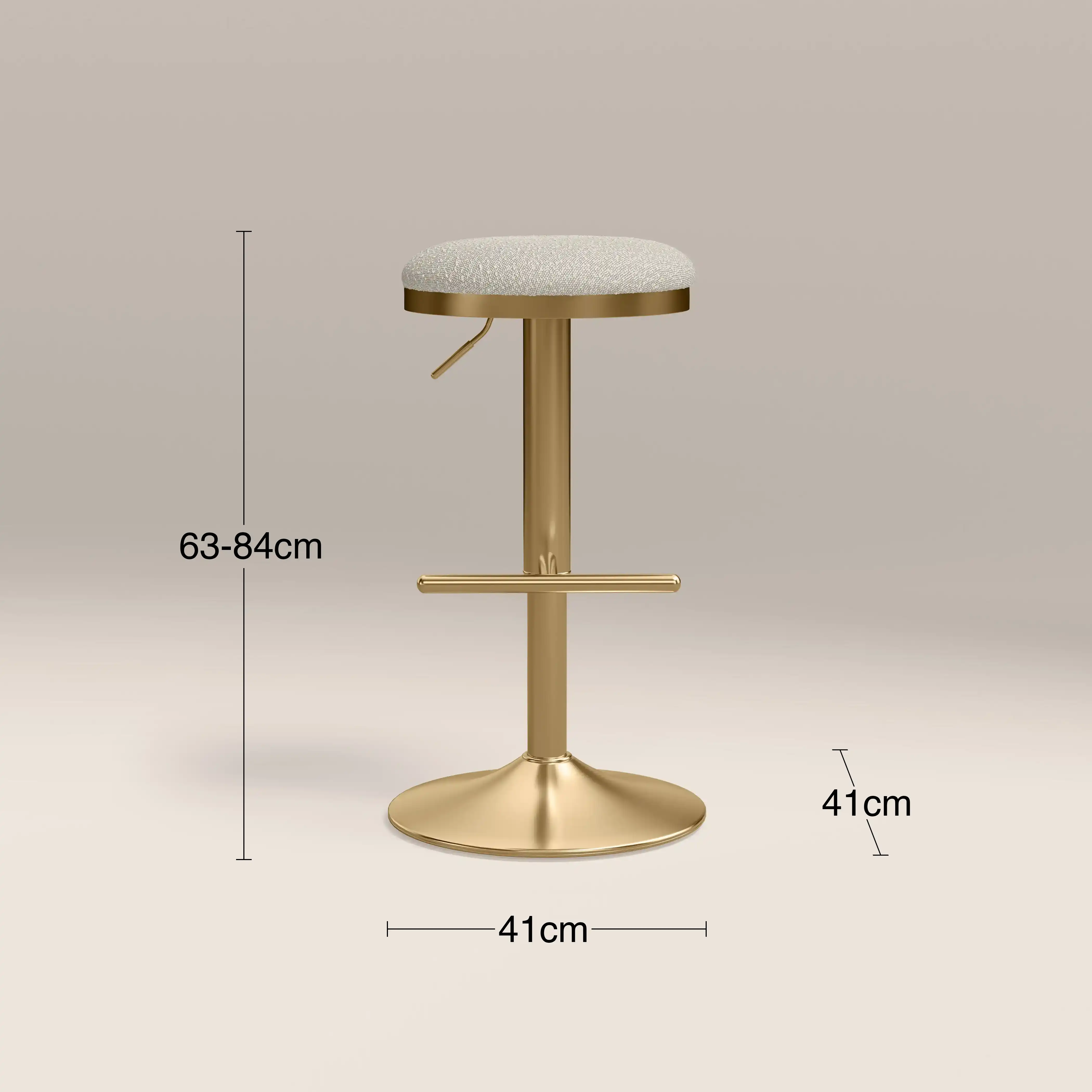 Romy Adjustable Stool | Speckled Stone Sustainable Boucle & Brass - Image 8