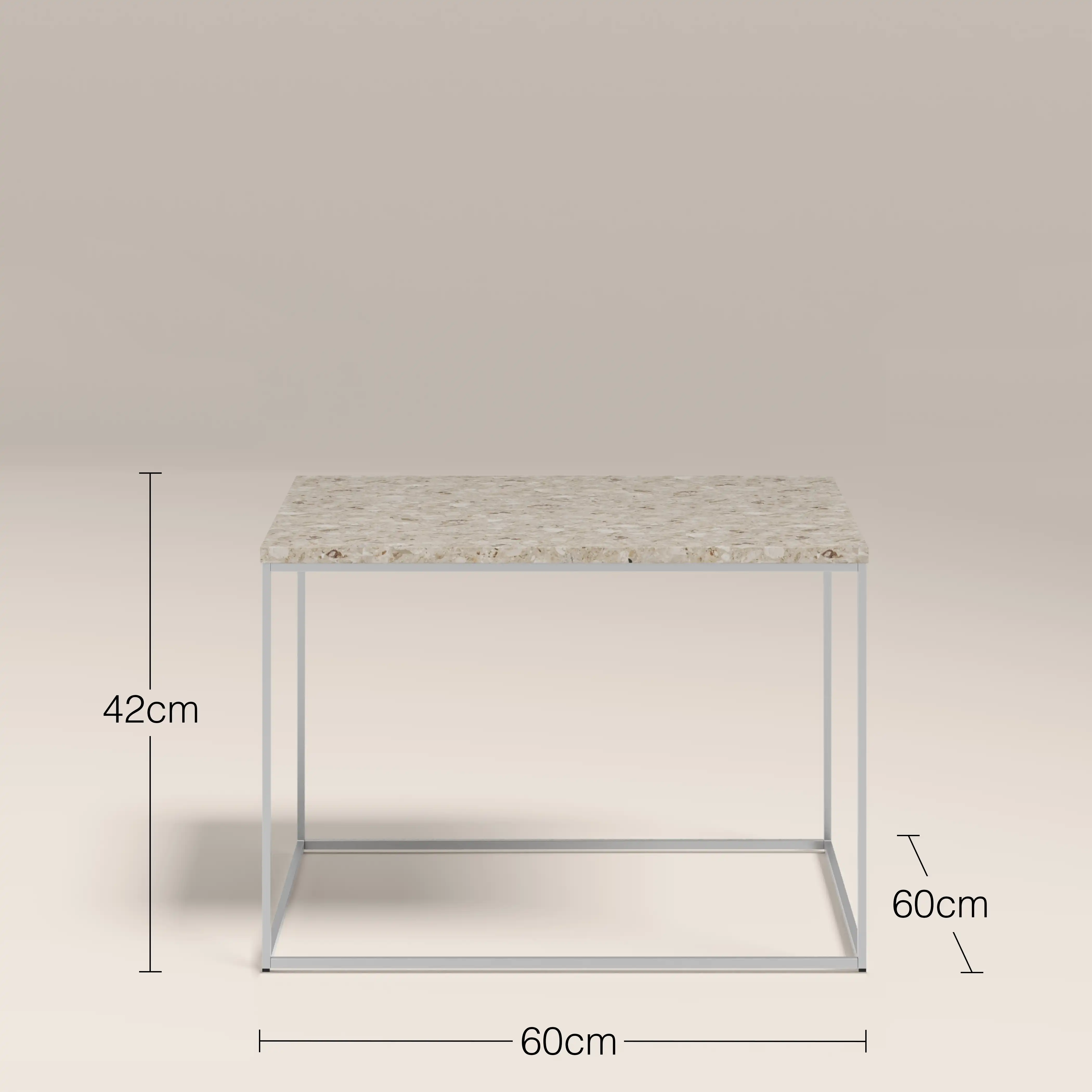 Root Square Side Table | Latte Riverstone Marble - Image 4
