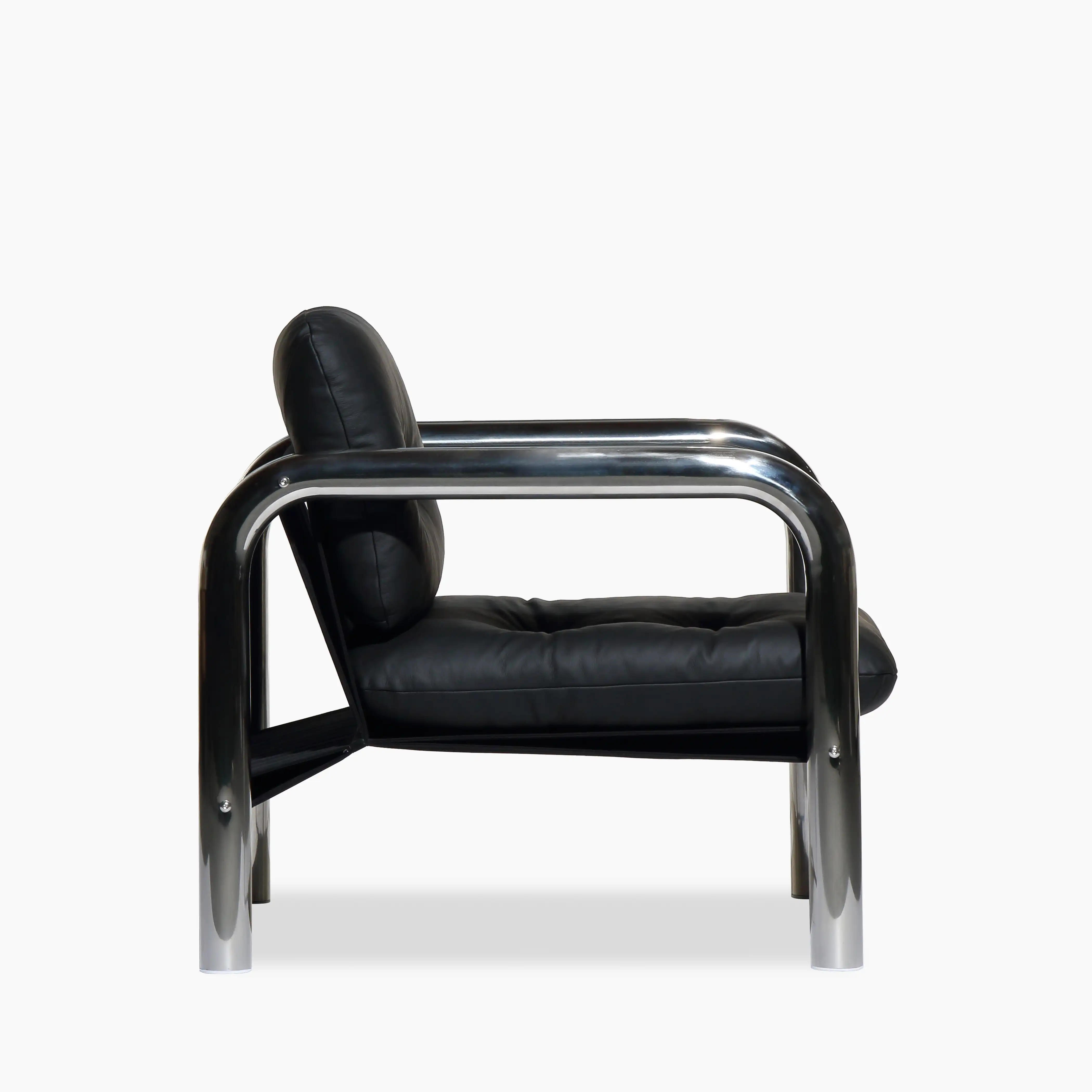 Rudolph Accent Chair | Black Leather & Chrome - Image 4