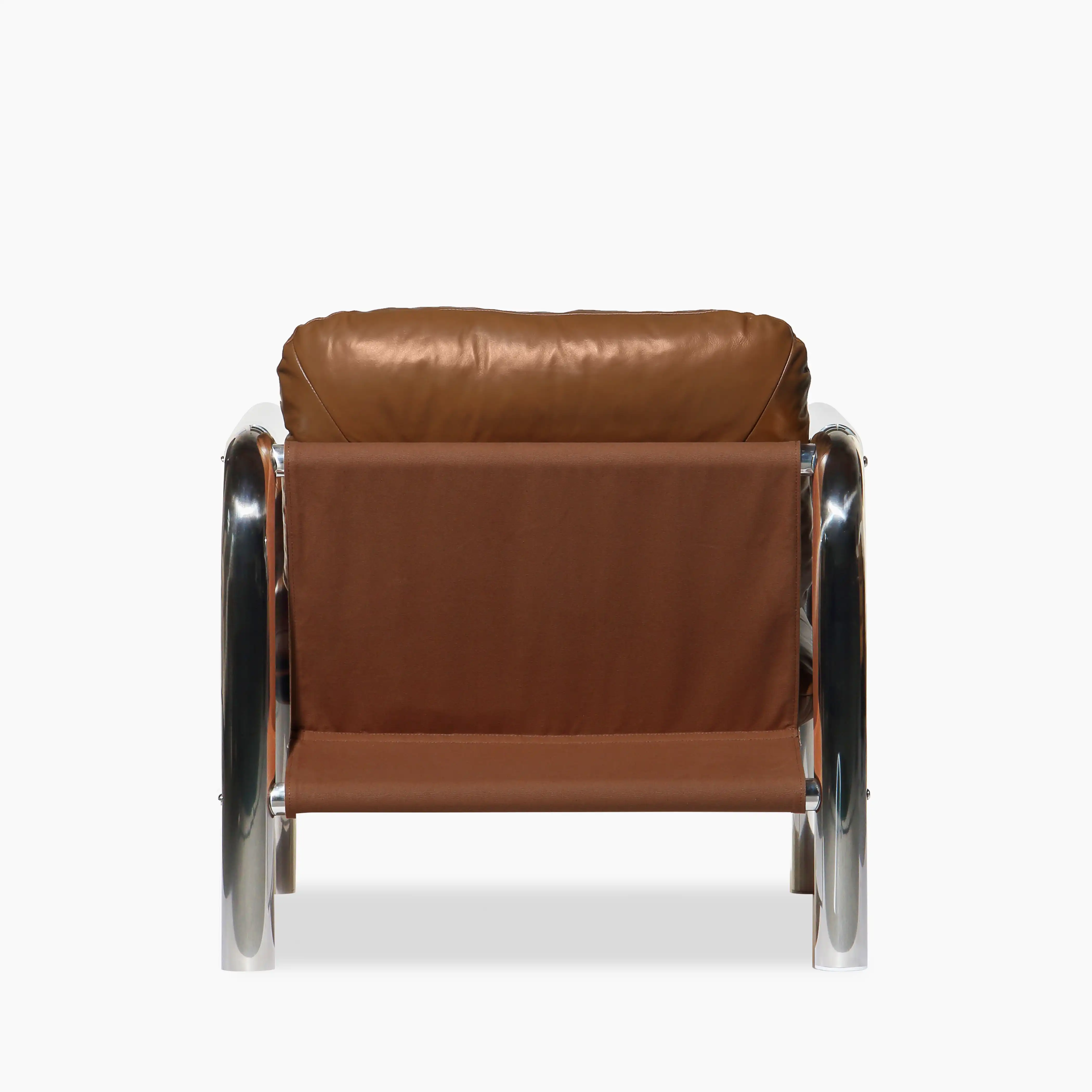 Rudolph Accent Chair | Tan Leather & Chrome - Image 5
