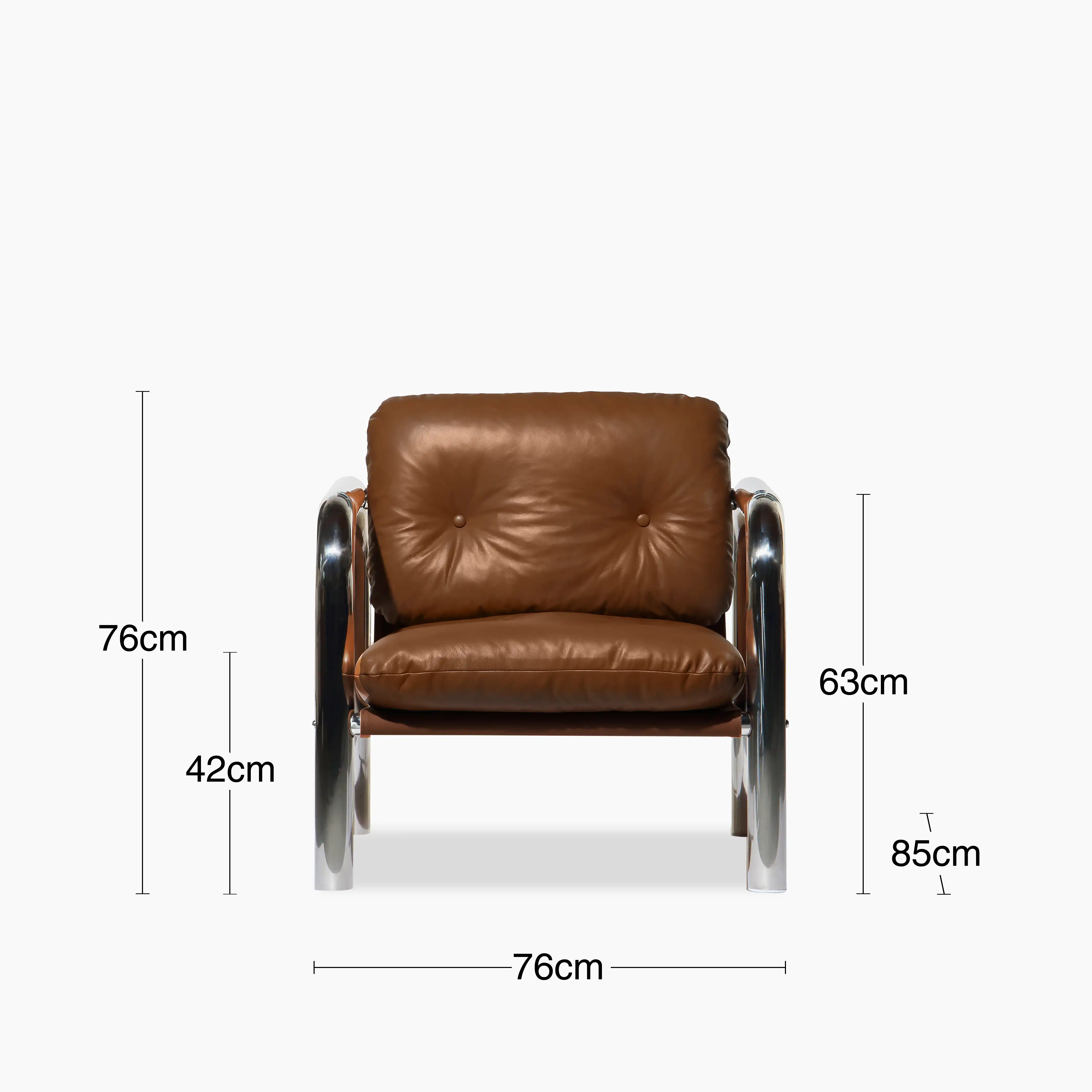 Rudolph Accent Chair | Tan Leather & Chrome - Image 7