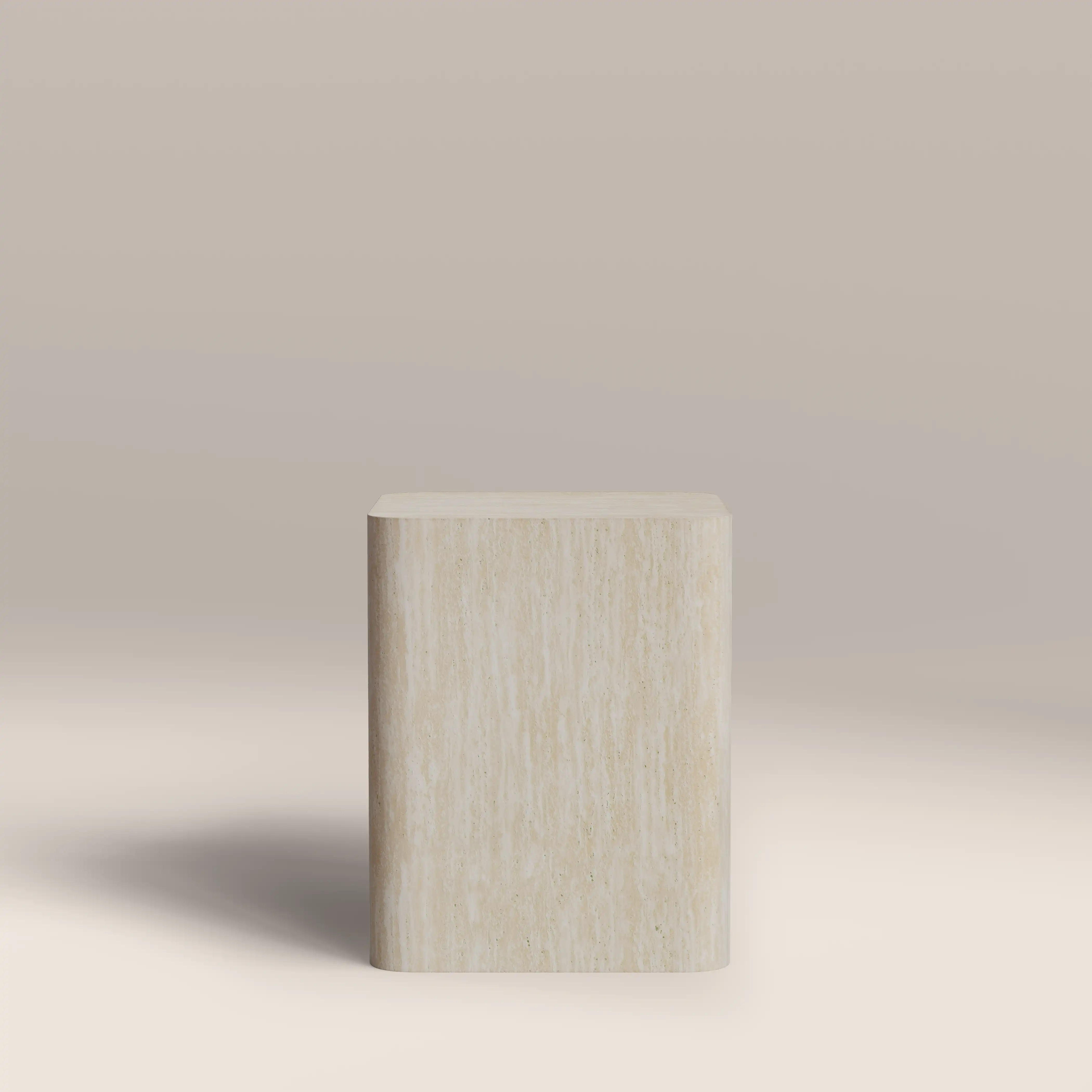 Sabel Square Side Table | Natural Travertine Effect - Image 2