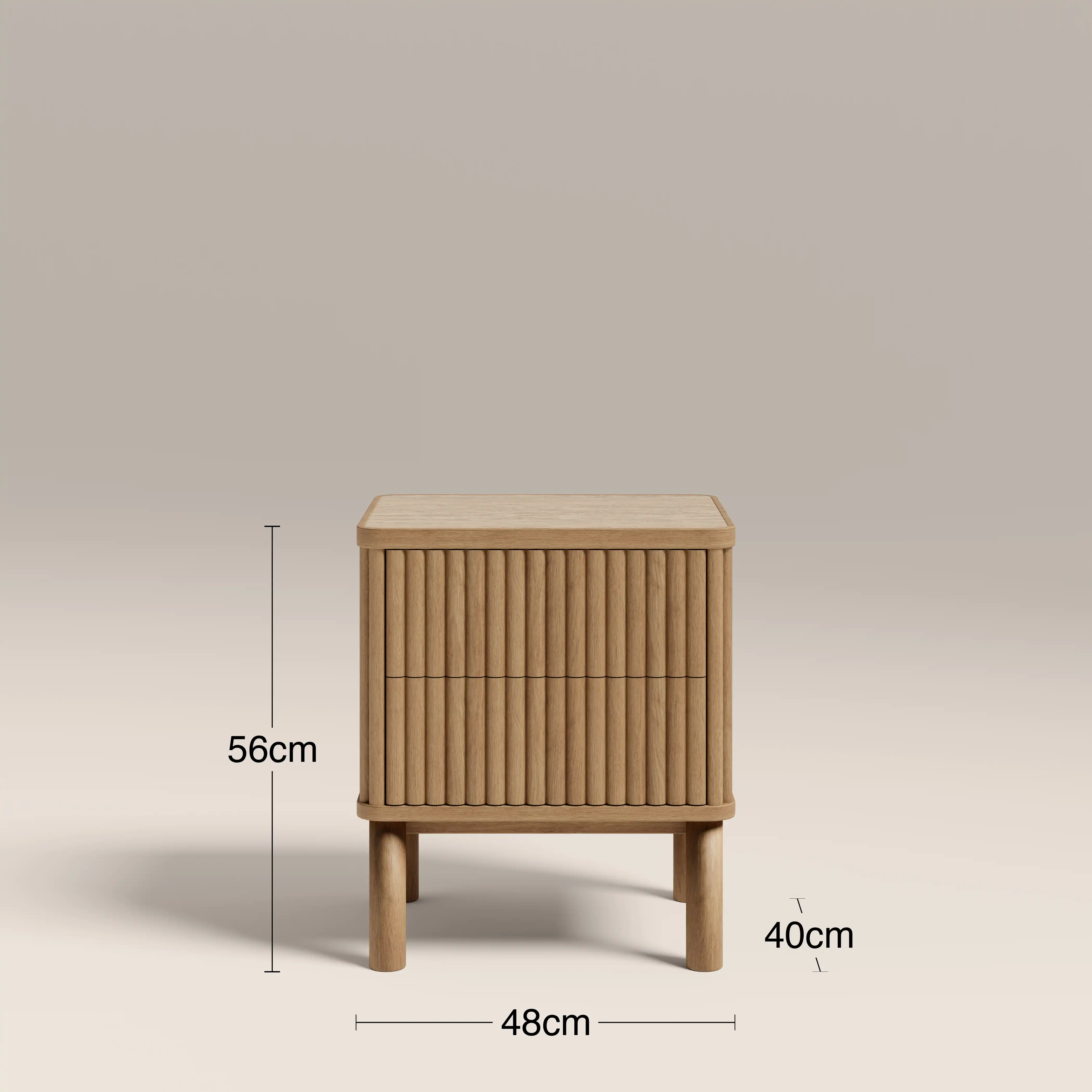 Santana  2 Drawer Bedside Table | Natural Travertine Effect Sintered Stone & Oak - Image 6
