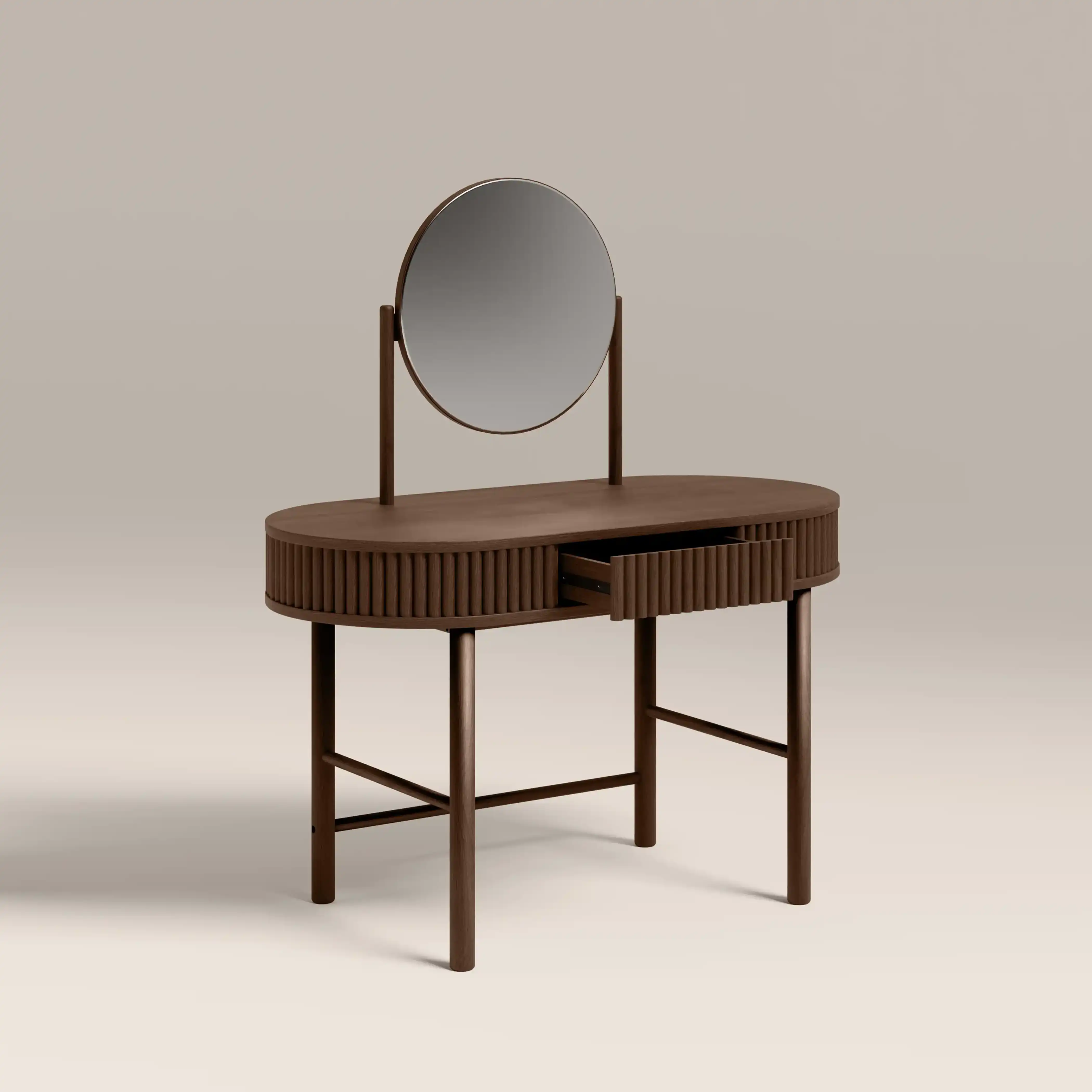 Santana Wooden Dressing Table | Smoked Walnut - Image 6