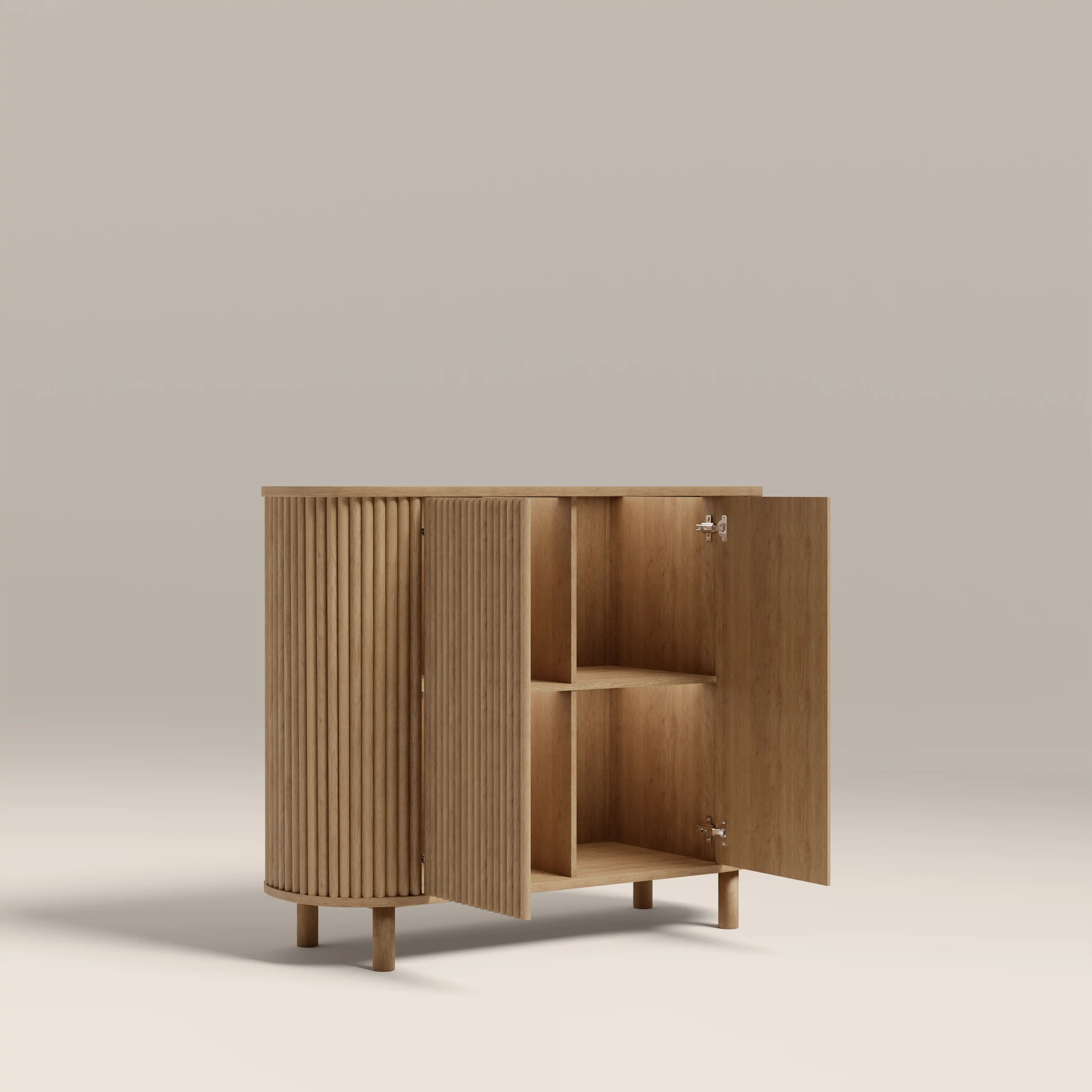 Santana Sideboard | Natural Travertine Effect Sintered Stone & Oak - Image 5