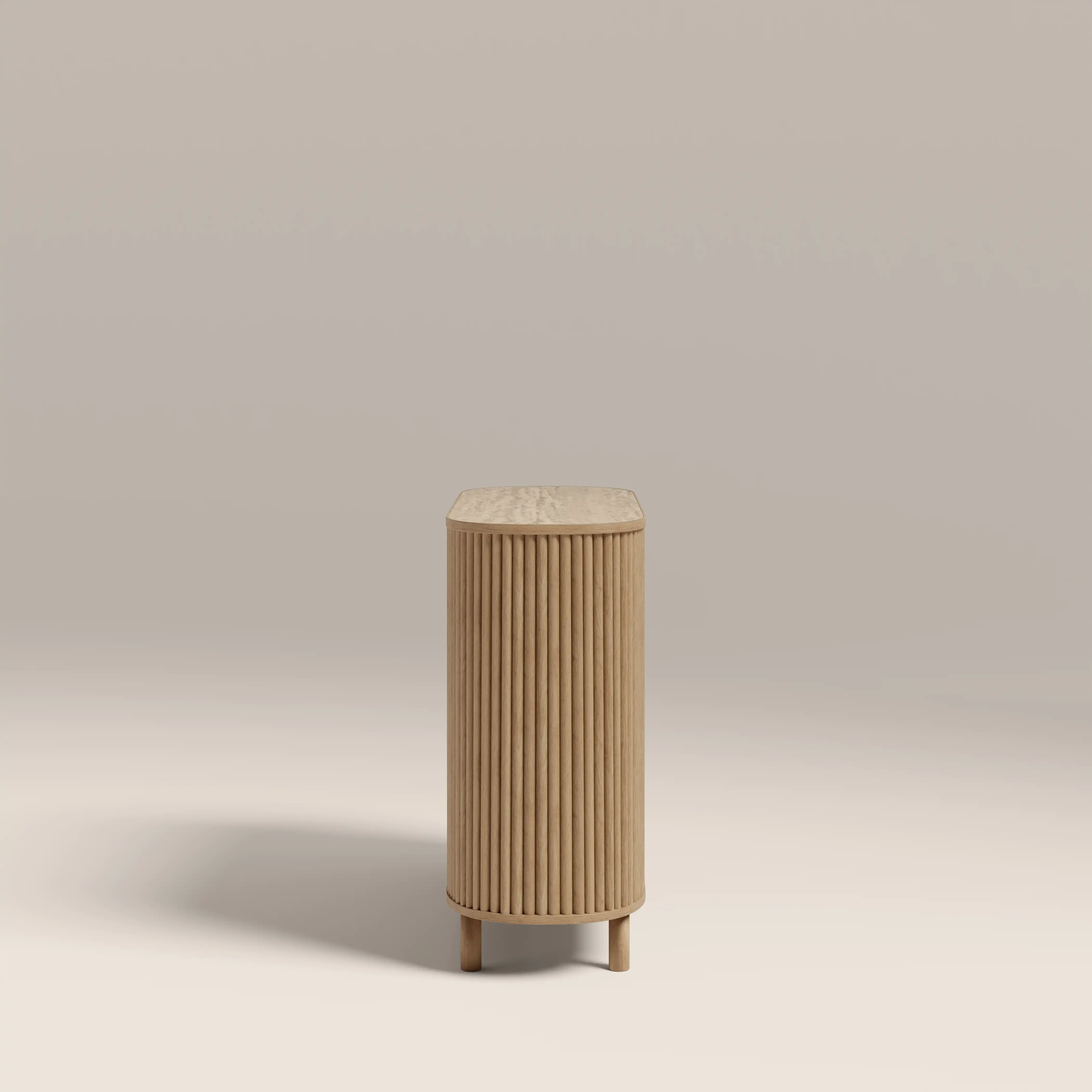 Santana Sideboard | Natural Travertine Effect Sintered Stone & Oak - Image 6