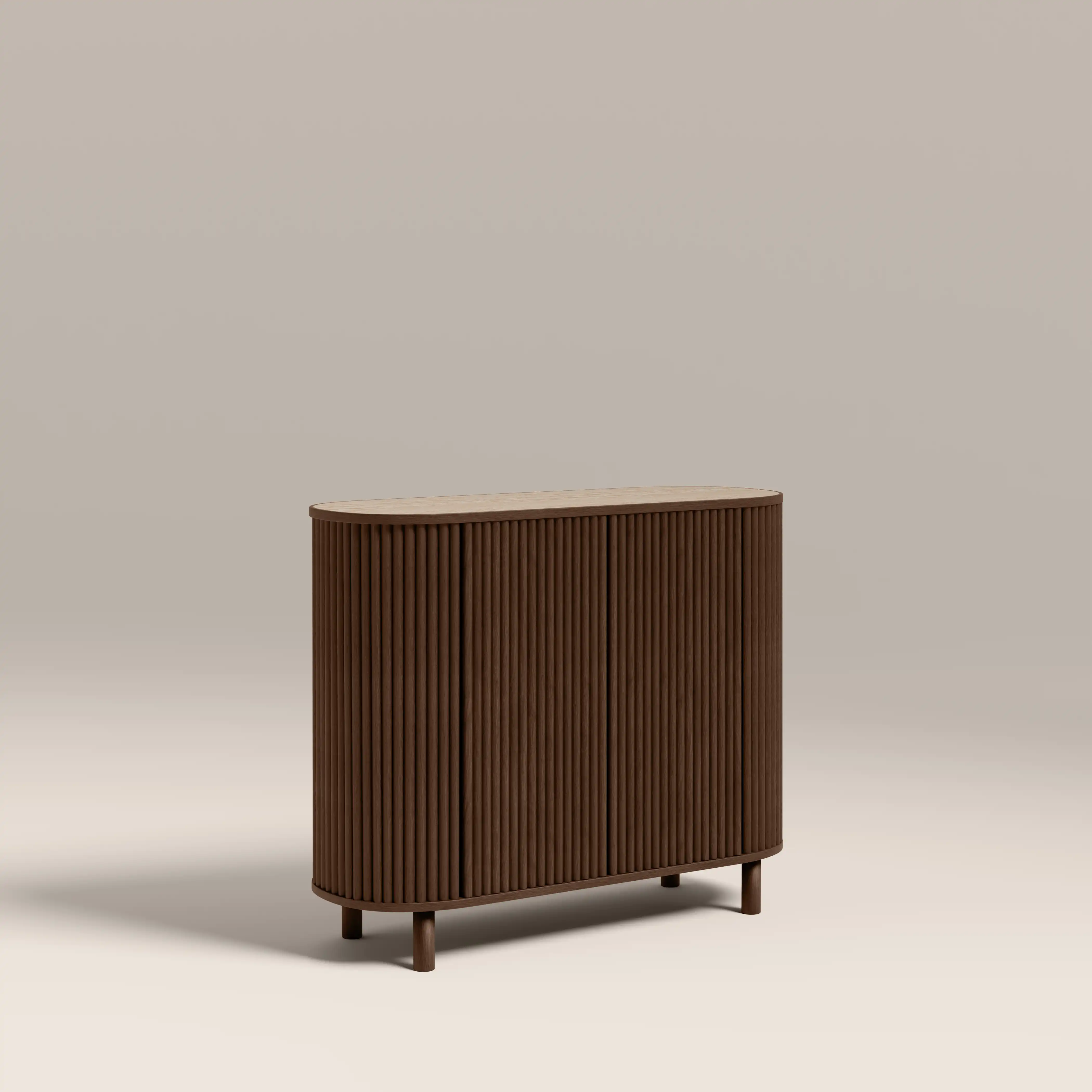 Santana Sideboard | Natural Travertine Effect Sintered Stone & Smoked Walnut - Image 3