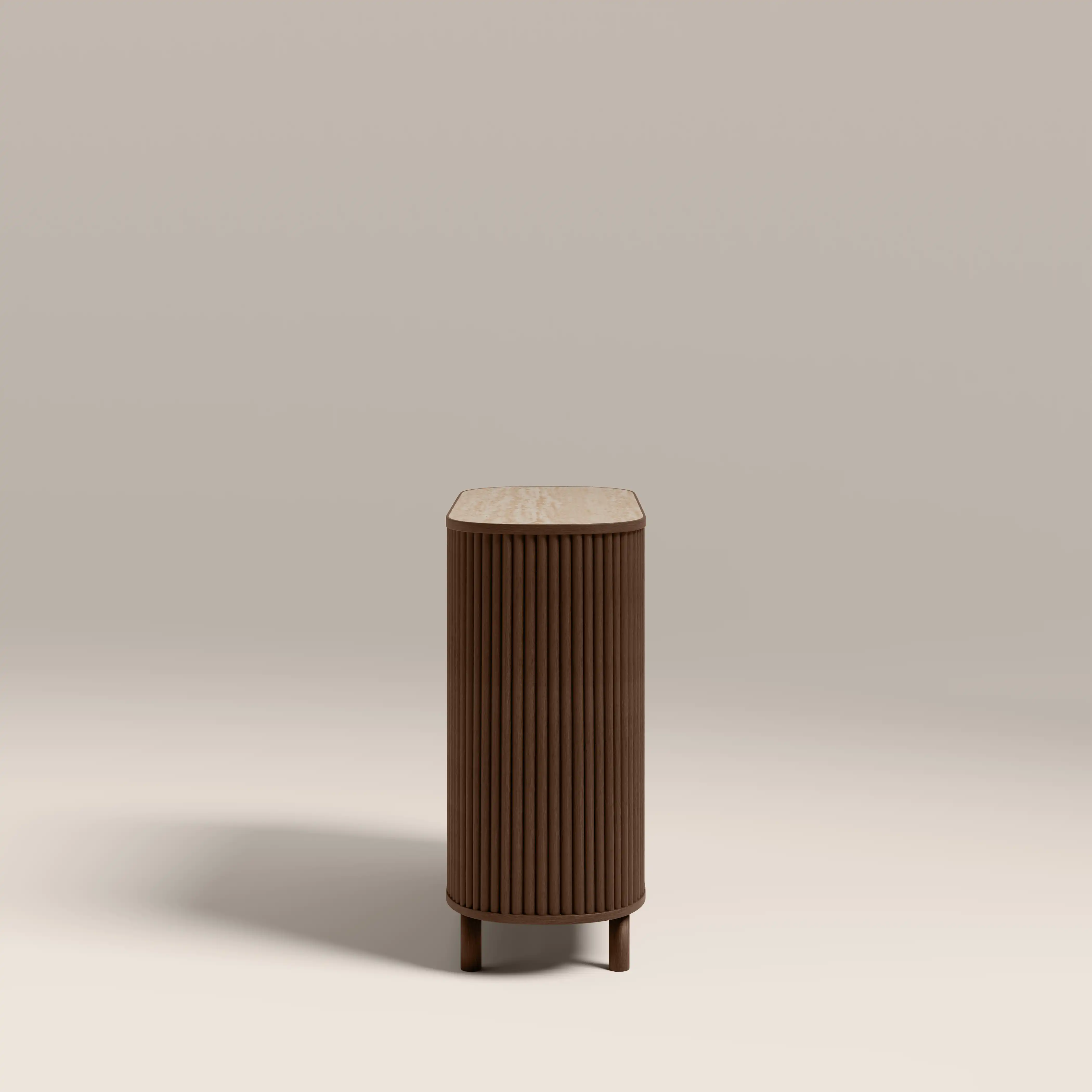 Santana Sideboard | Natural Travertine Effect Sintered Stone & Smoked Walnut - Image 6