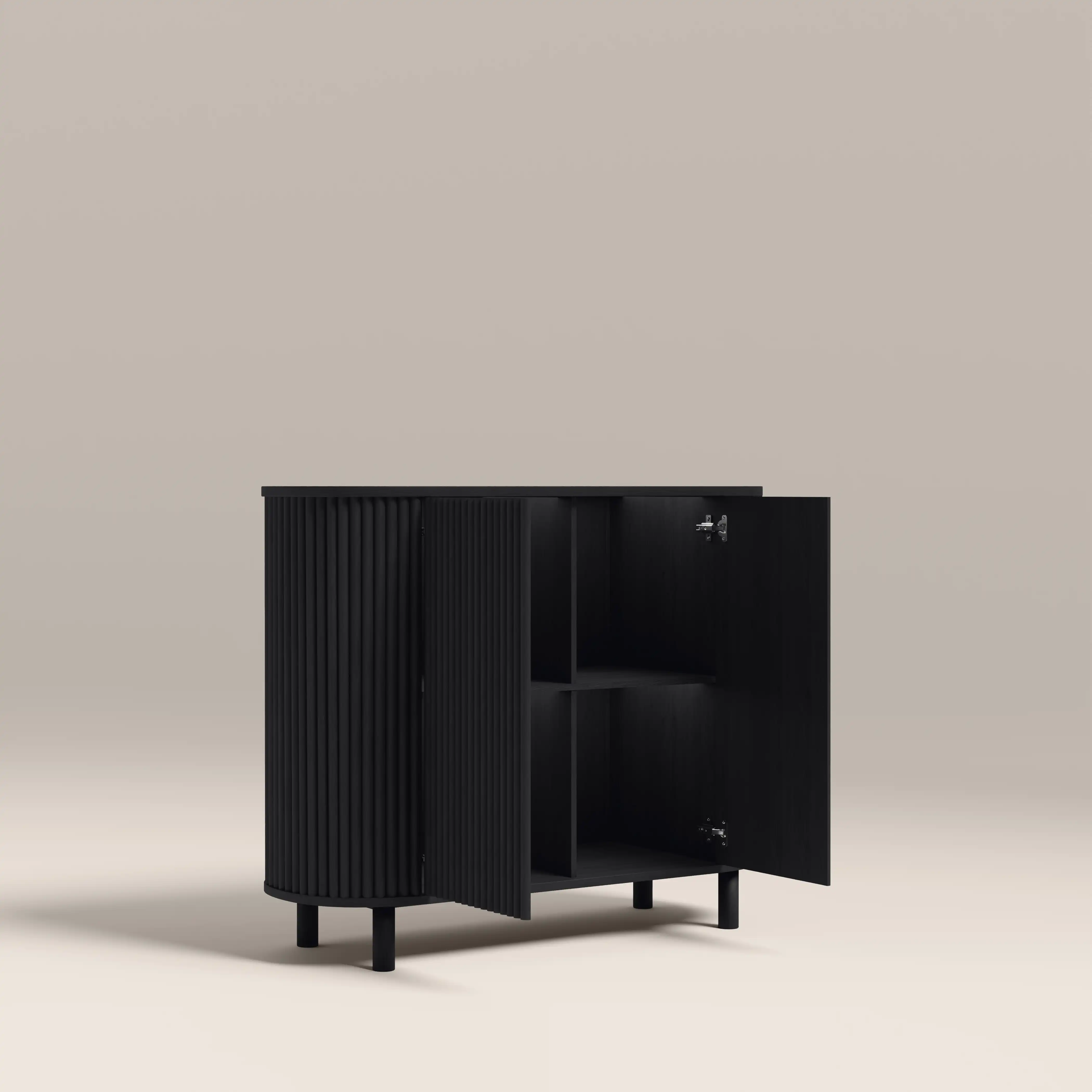 Santana Sideboard | Smoked Grey Travertine Effect Sintered Stone & Black - Image 5