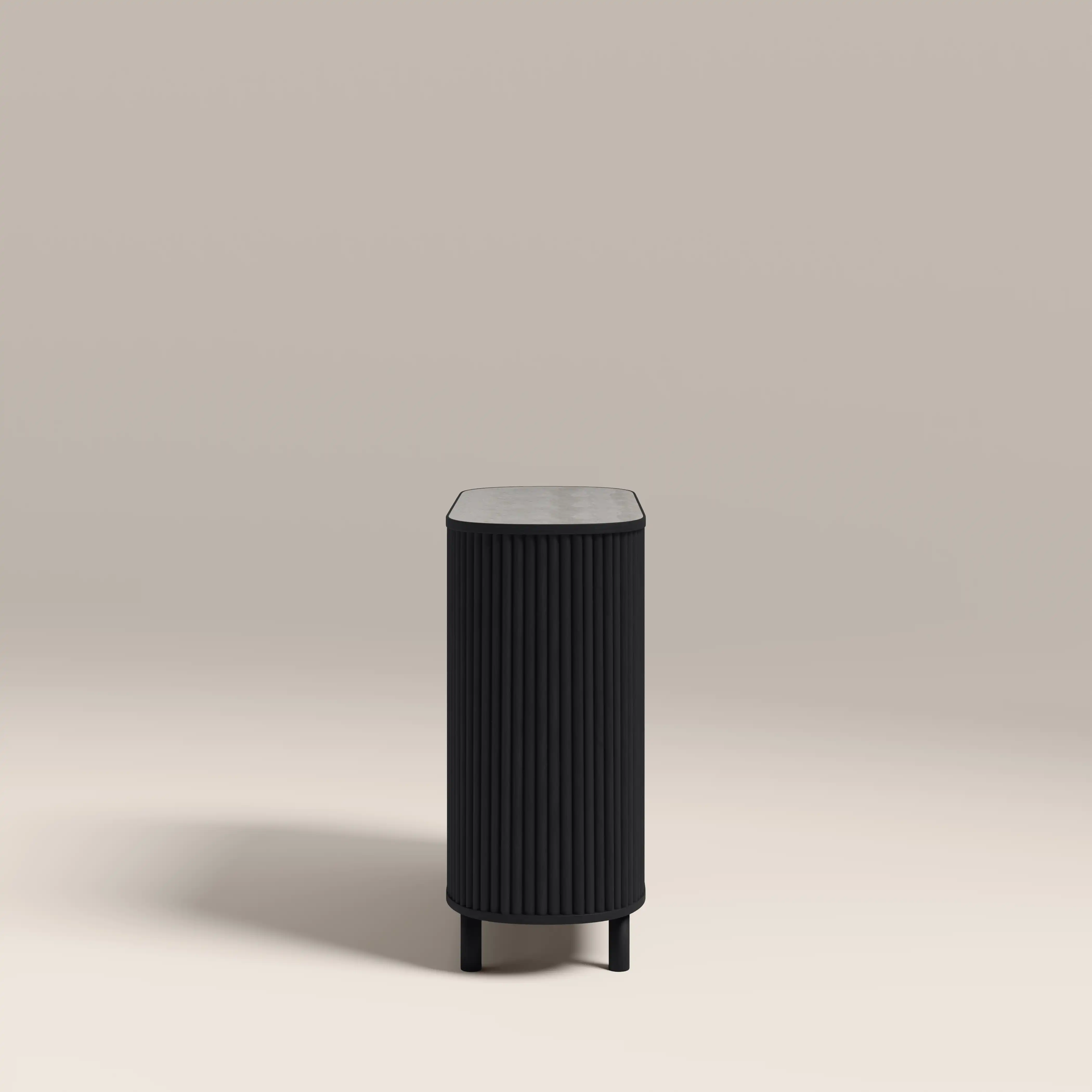 Santana Sideboard | Smoked Grey Travertine Effect Sintered Stone & Black - Image 6